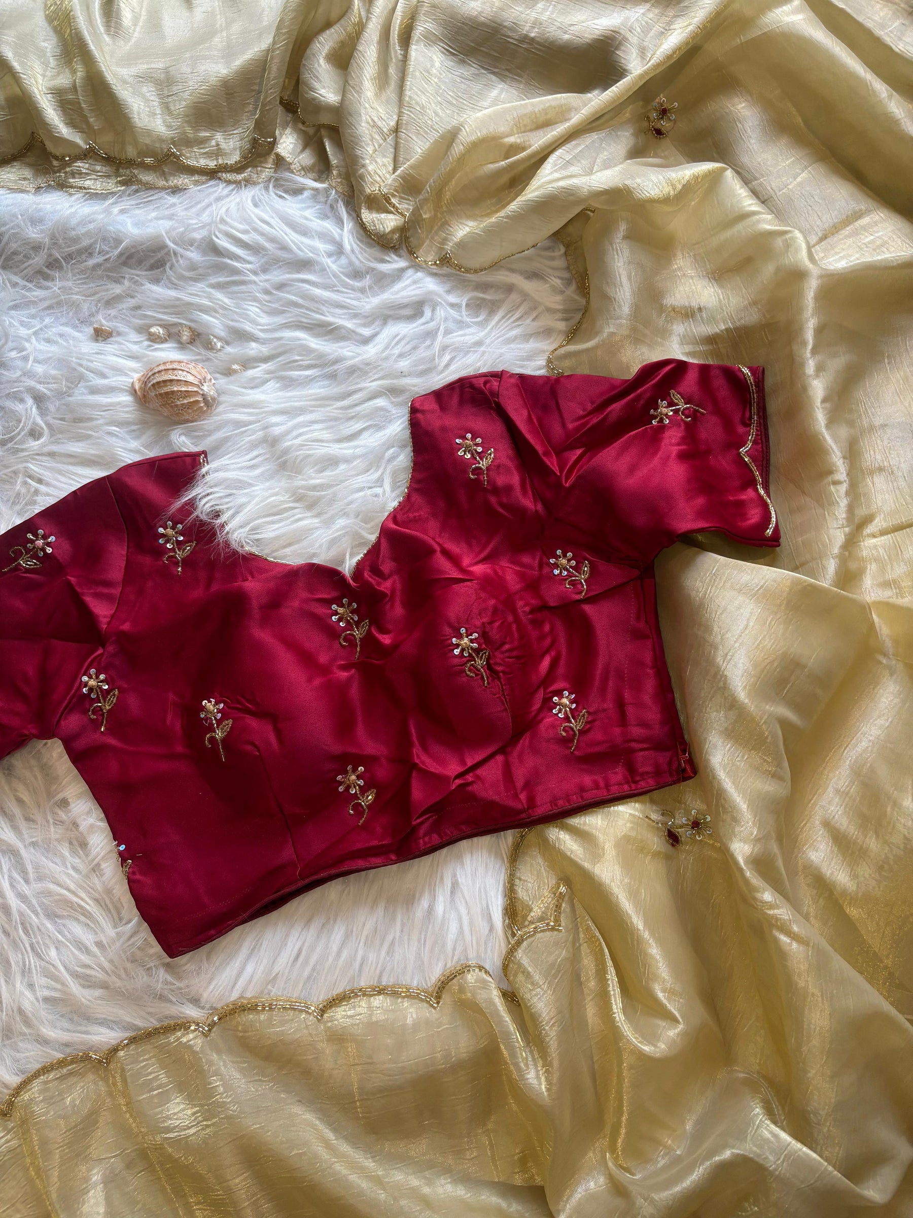 Crush Tissue work saree
