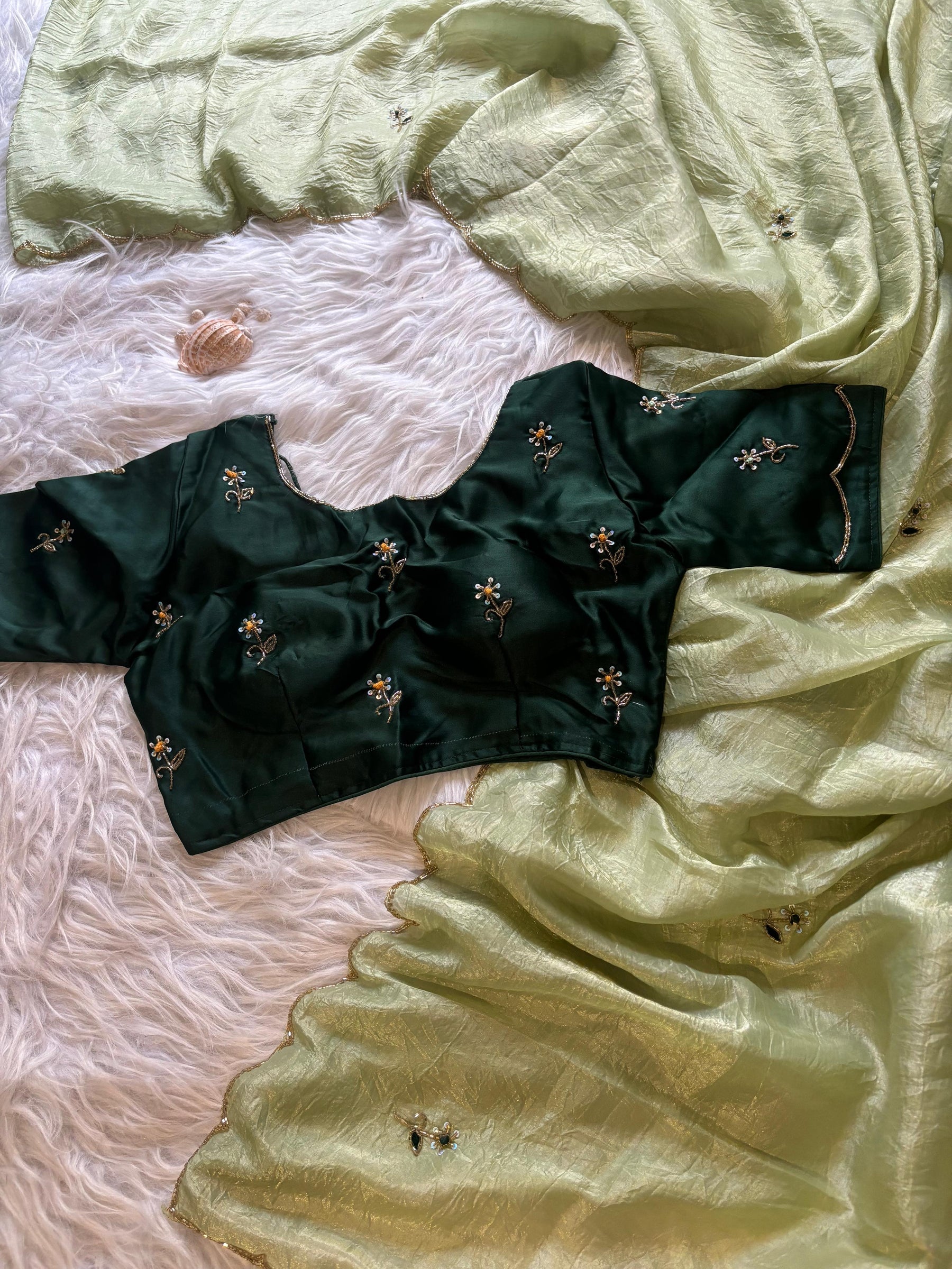 Crush Tissue work saree