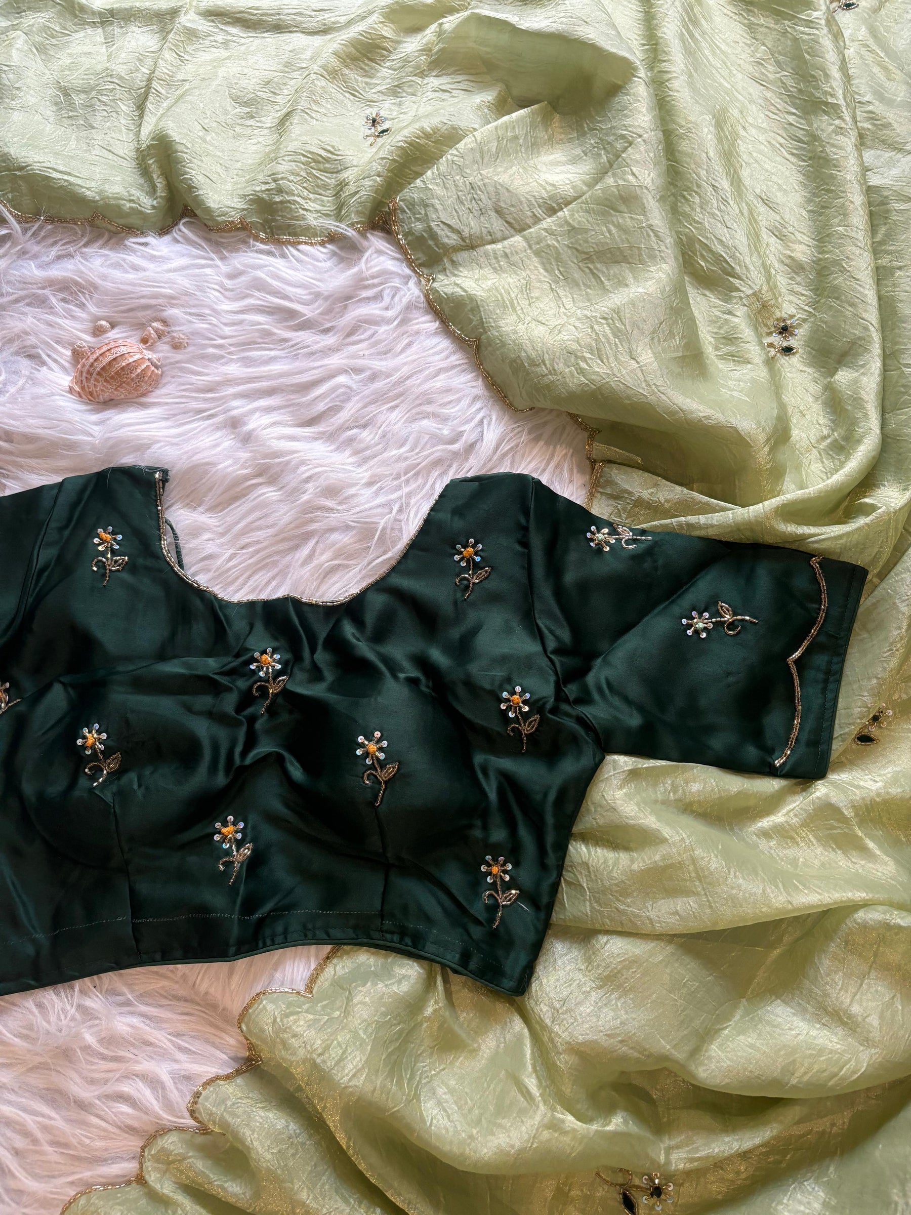 Crush Tissue work saree