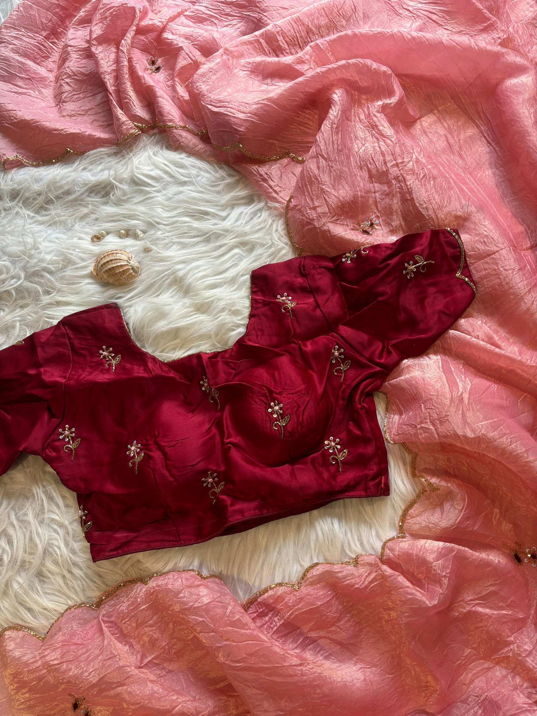 Crush Tissue work saree