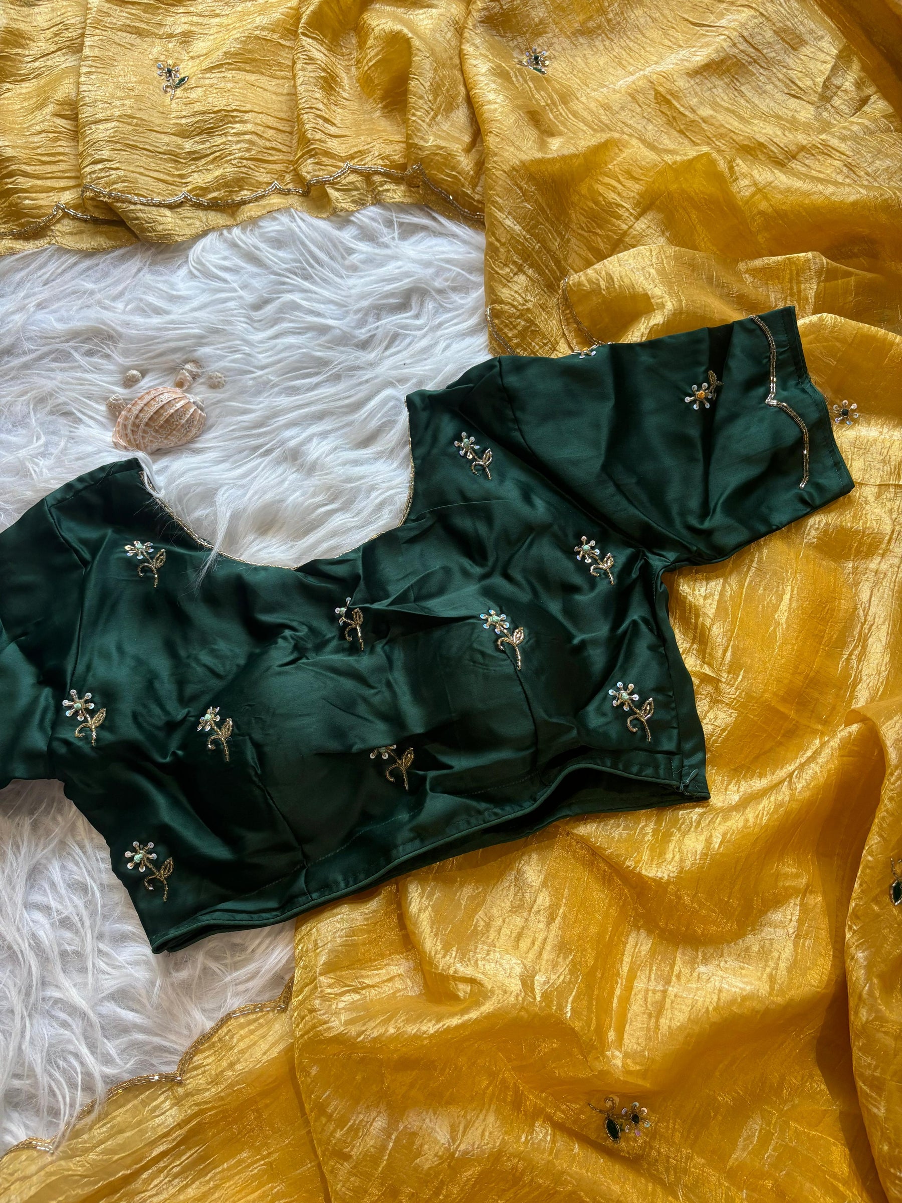 Crush Tissue work saree