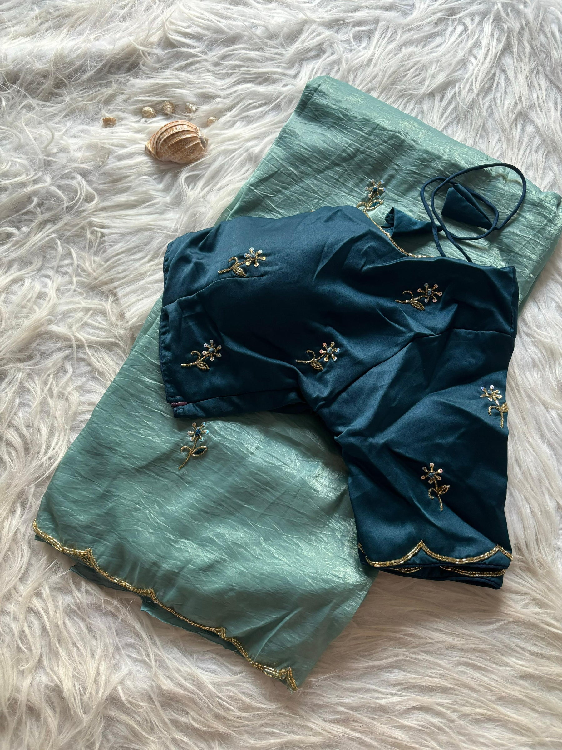 Crush Tissue work saree