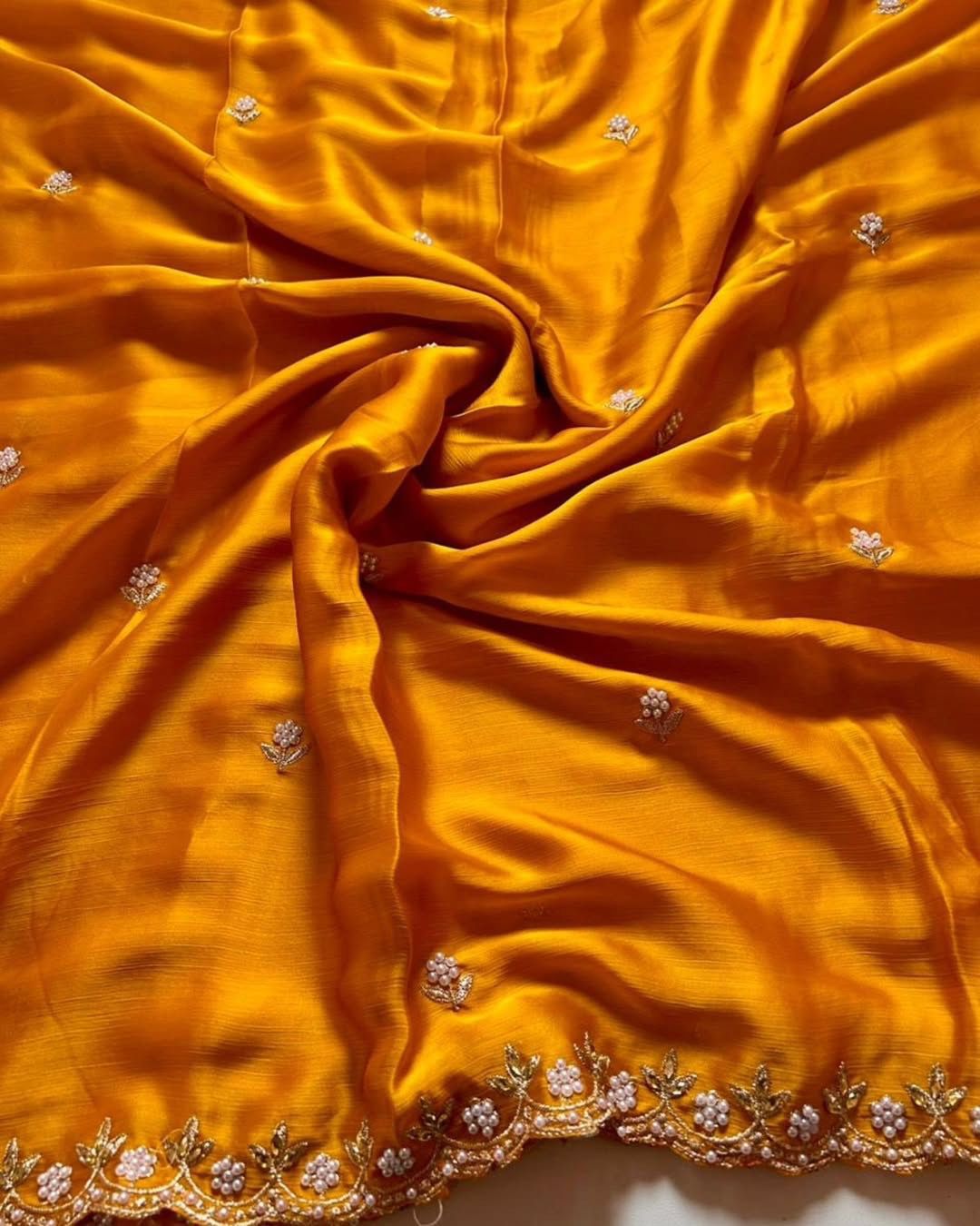 Chiffon Crush Silk Designer Saree
