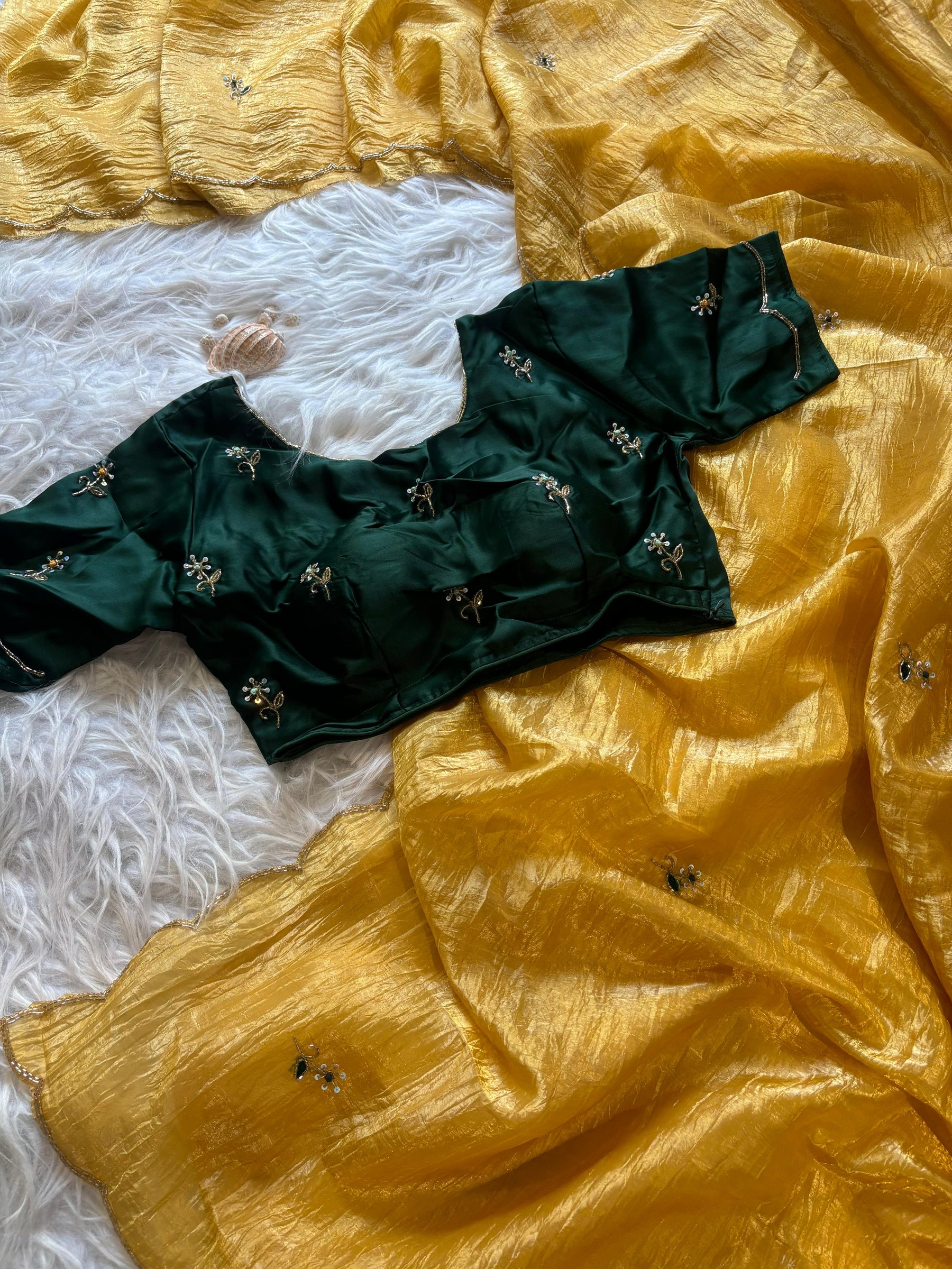Crush Tissue work saree