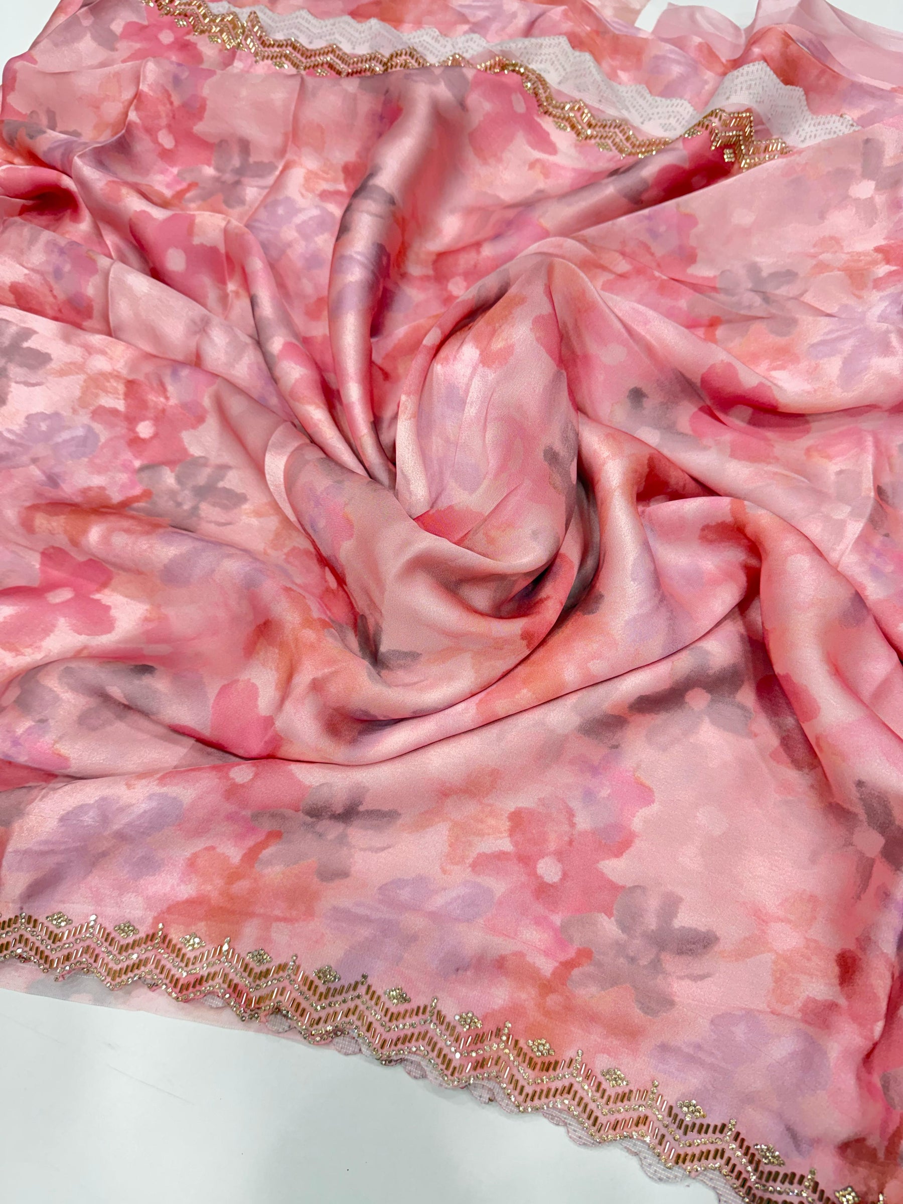 Satin Georgette Silk Saree 🩷