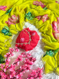 Organza Floral Handprint Sarees