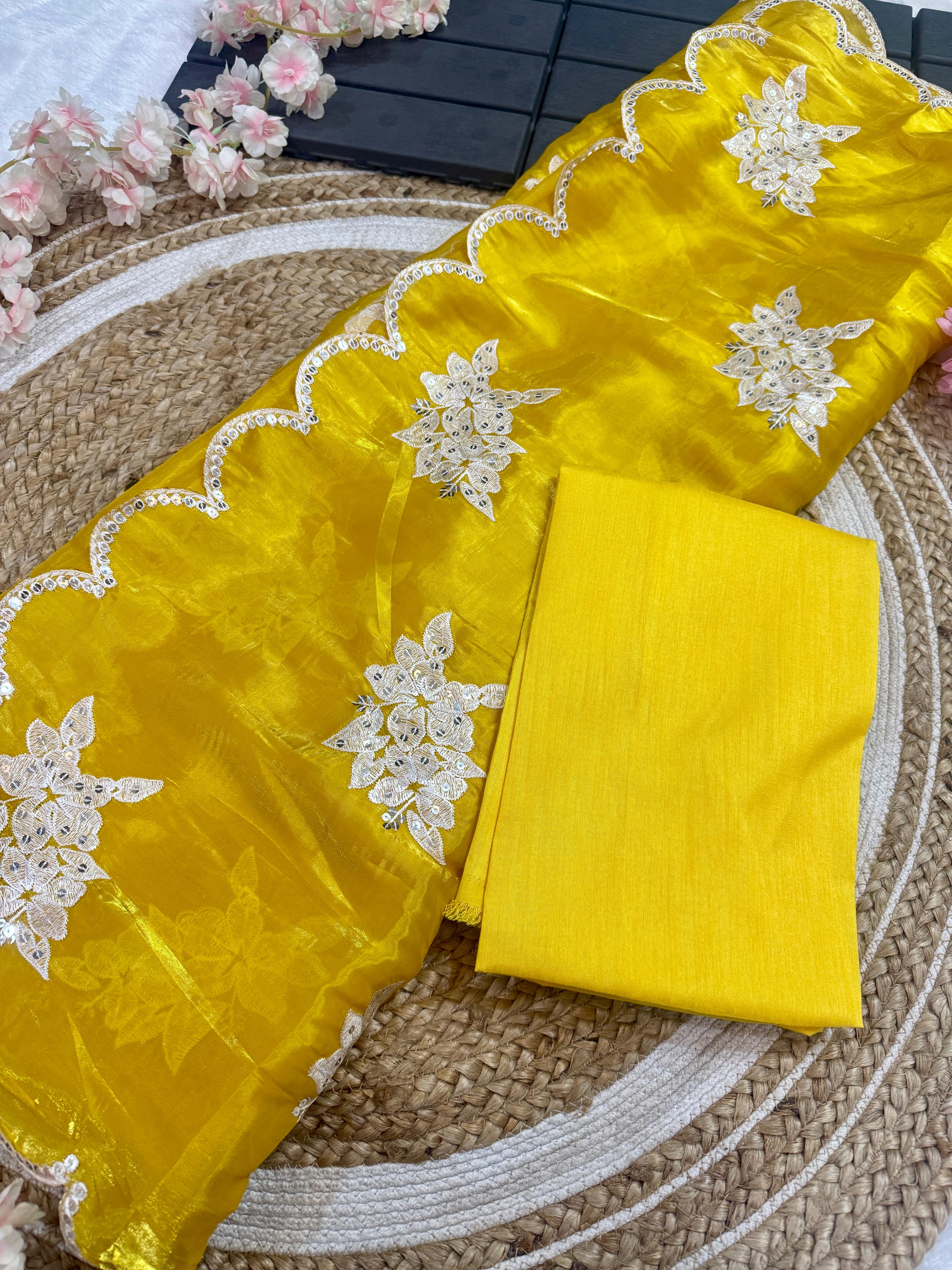 Soft Satin Organza saree ✨