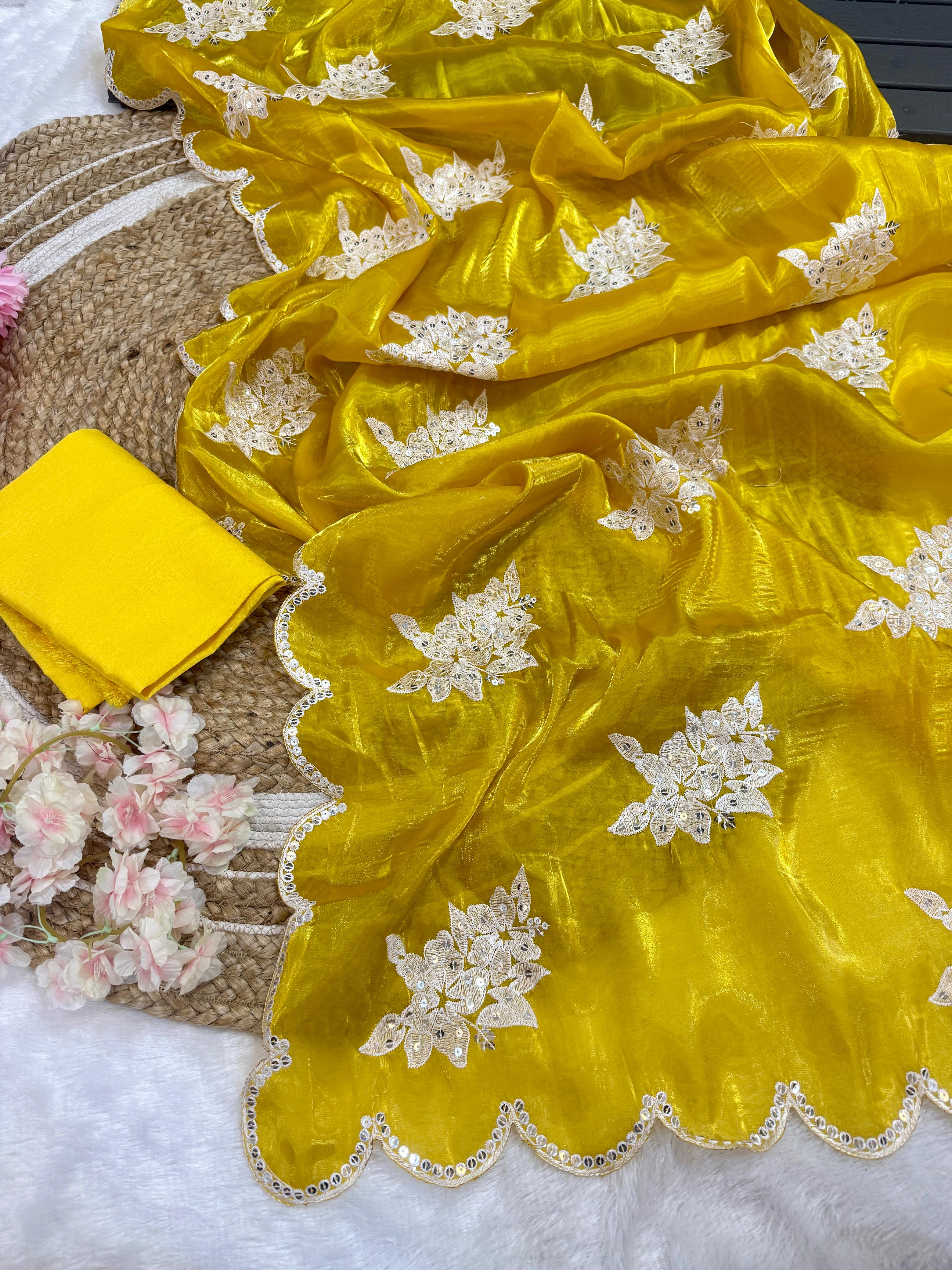 Soft Satin Organza saree ✨