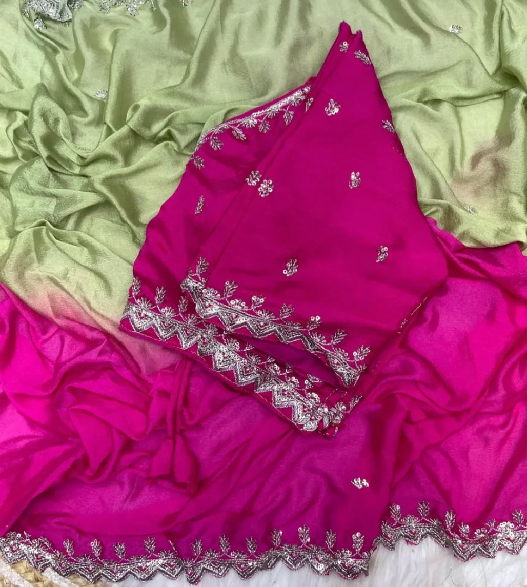 Soft Hand Dyeing Chinnon Saree ✨