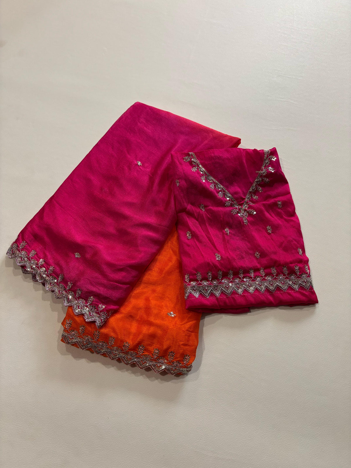 Soft Hand Dyeing Chinnon Saree ✨