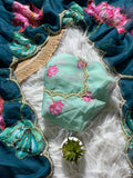 Organza Floral Handprint Sarees
