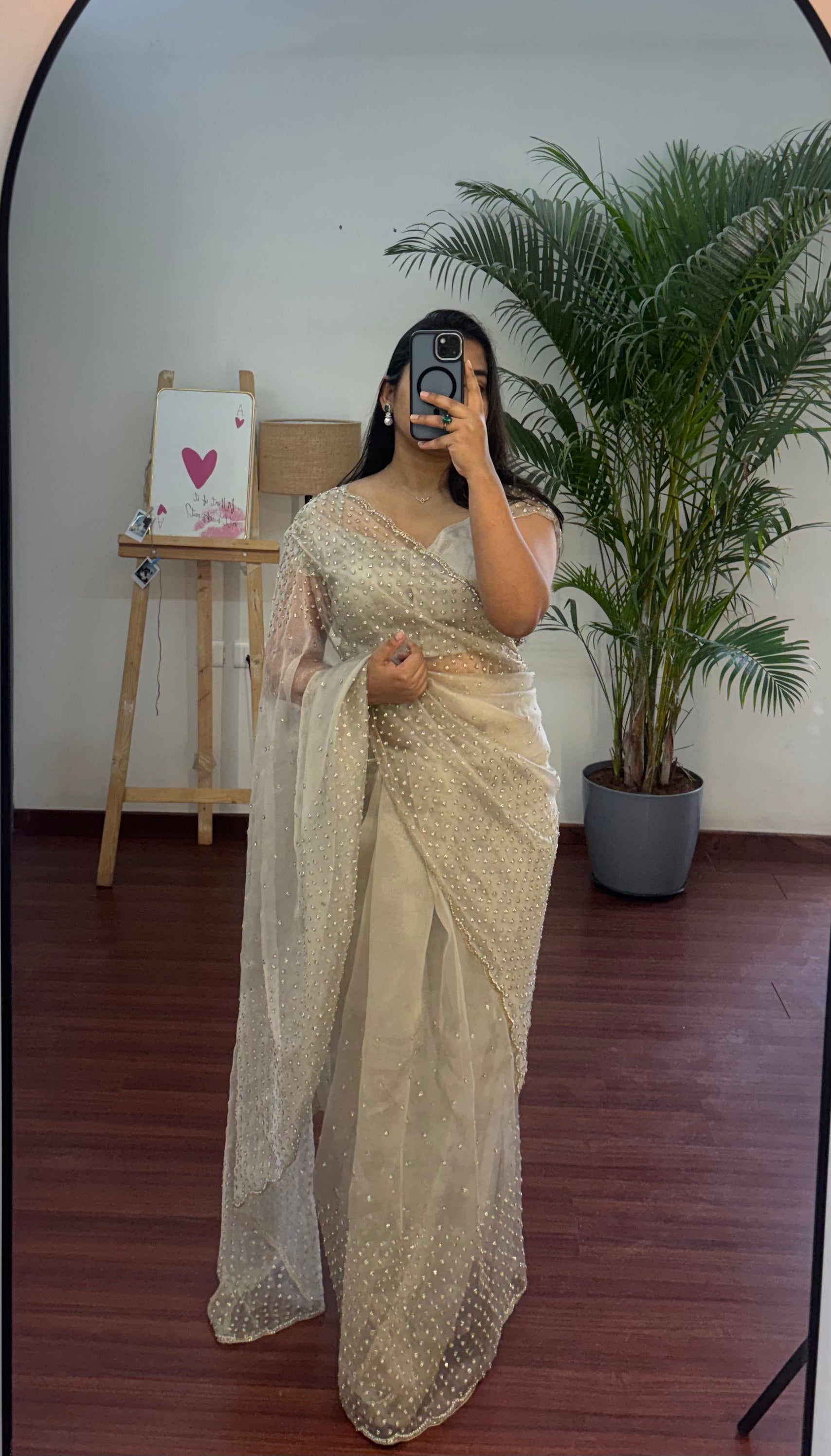 Glass Tissue Designer Handwork Saree ✨