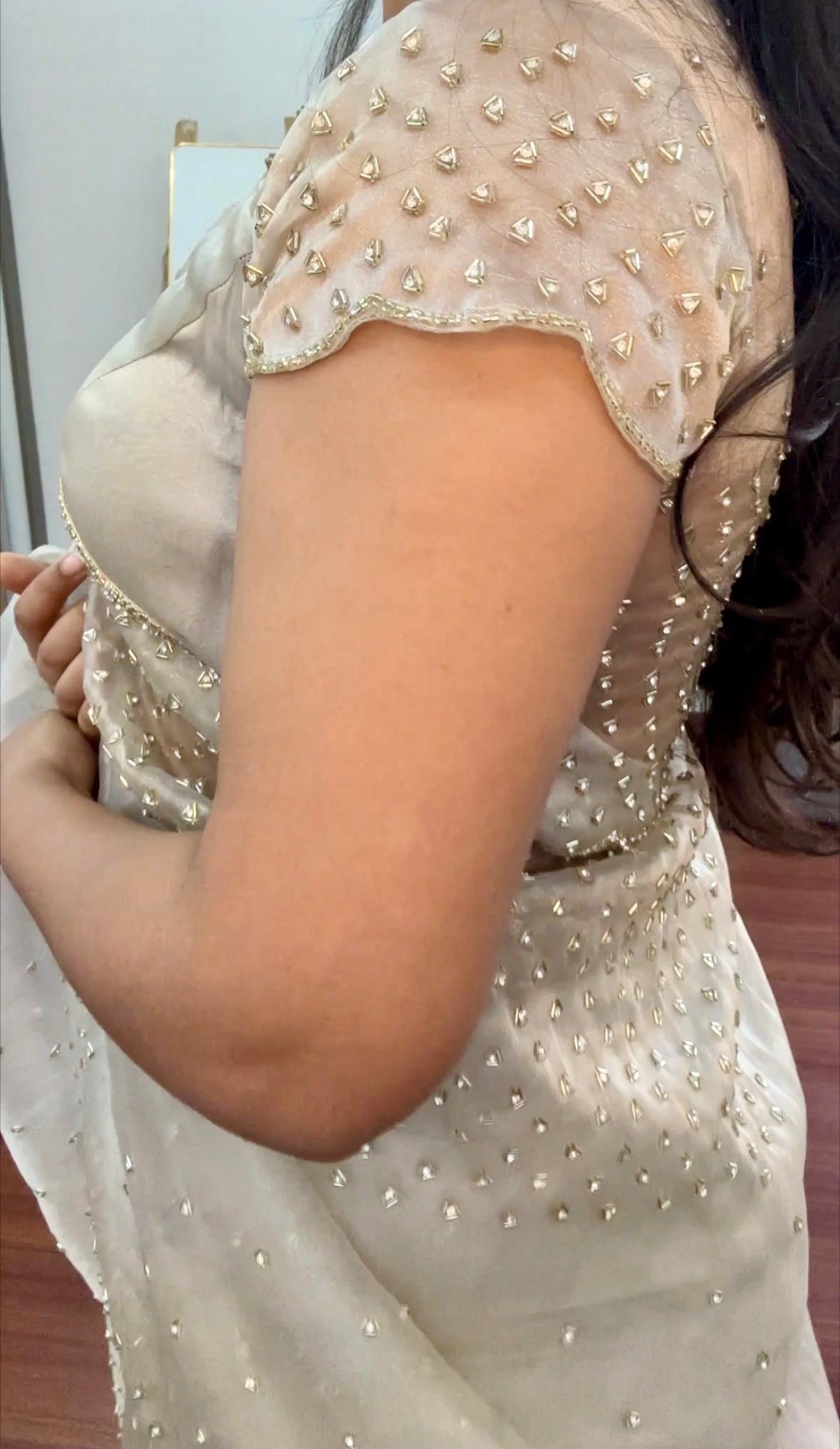 Glass Tissue Designer Handwork Saree ✨