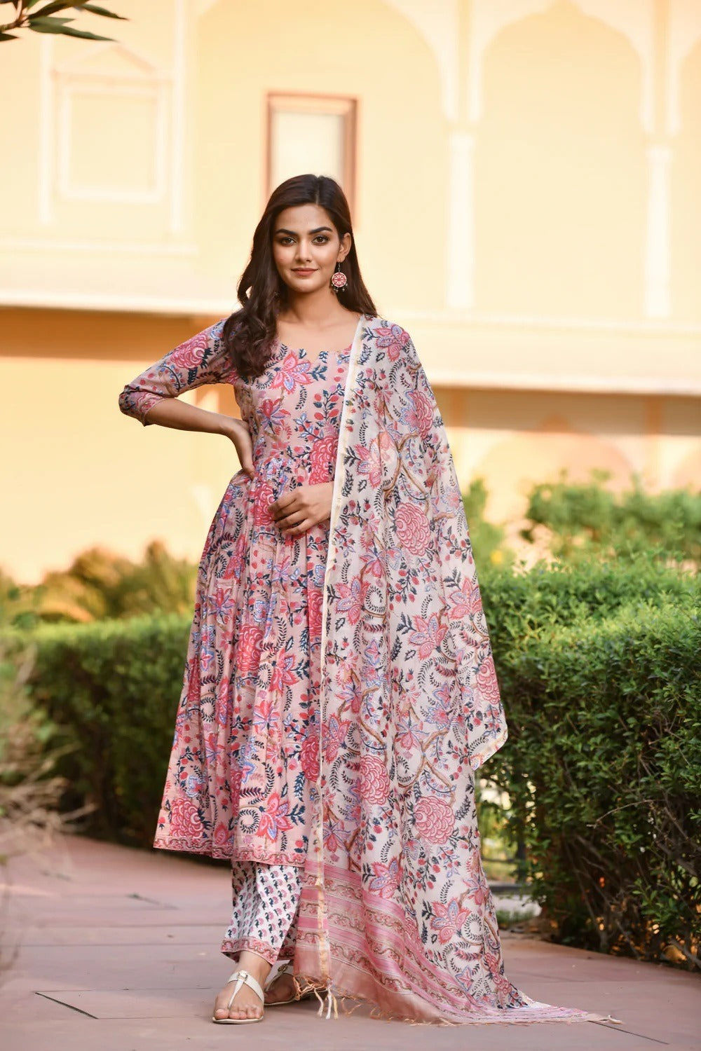 Floral Print Cotton Kurti Set