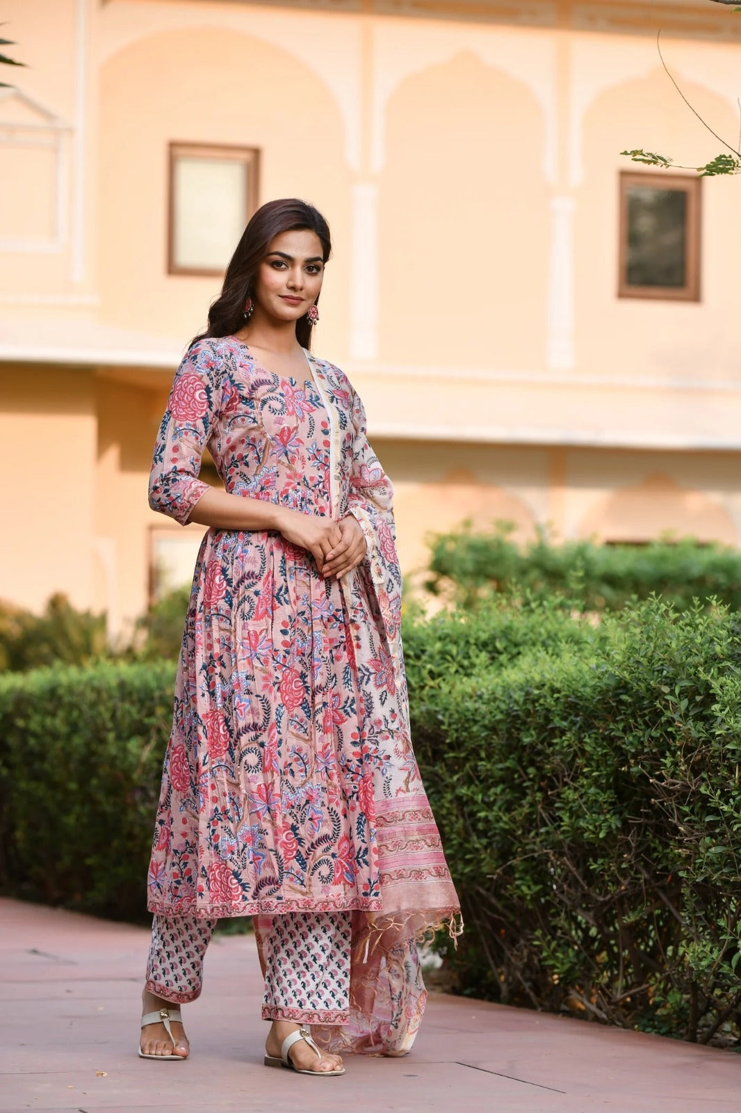 Floral Print Cotton Kurti Set