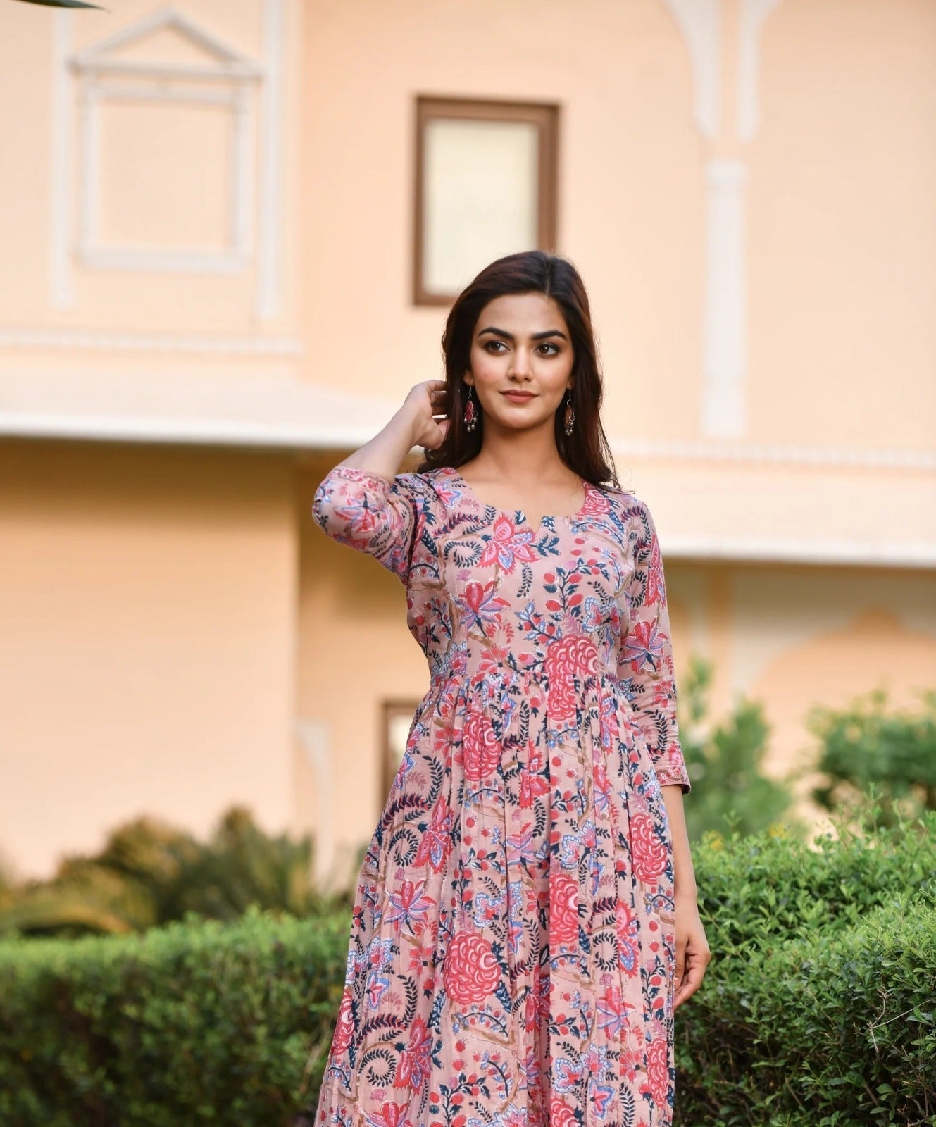 Floral Print Cotton Kurti Set