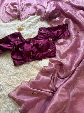 Crush Tissue work saree
