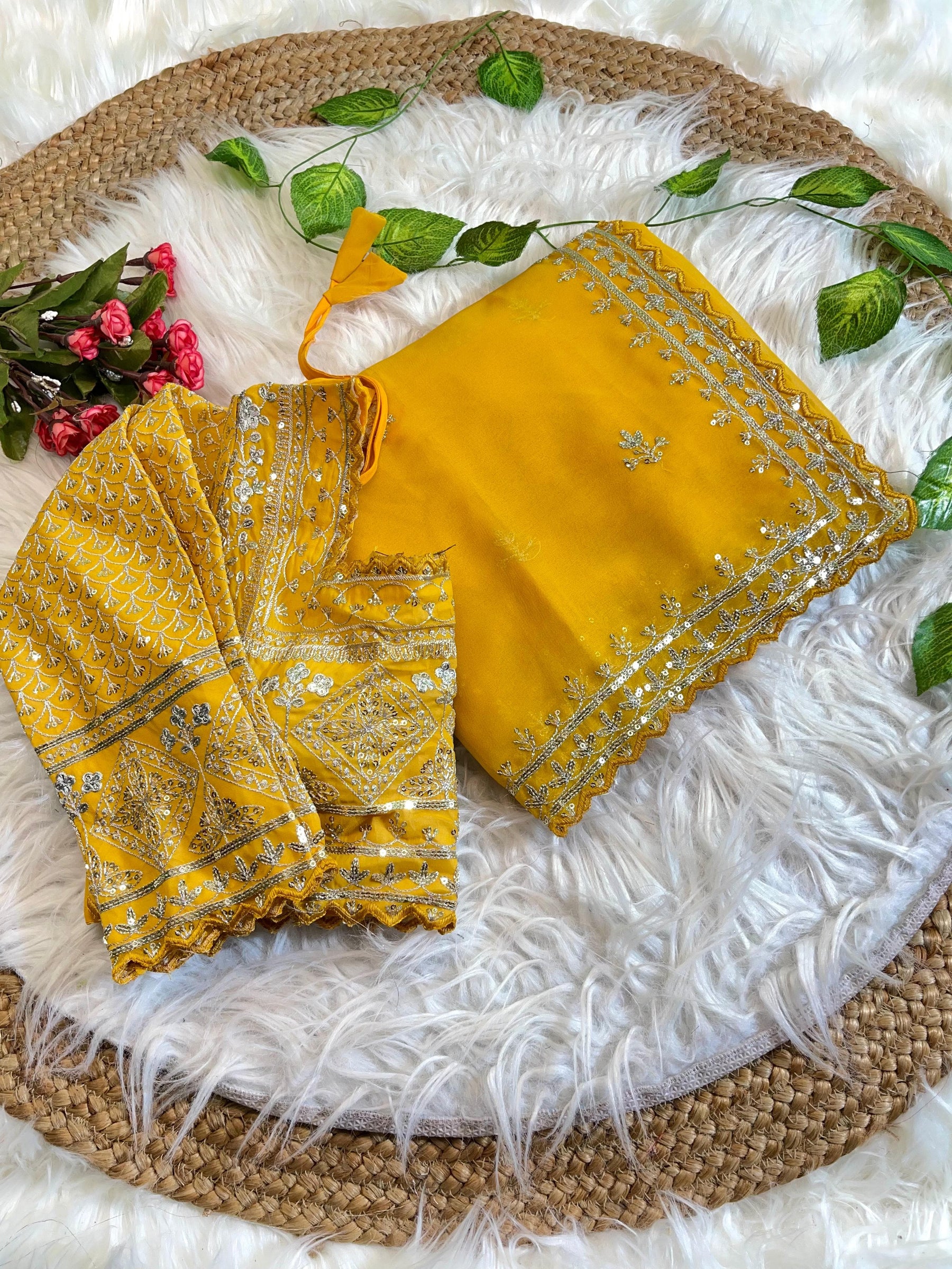 Georgette Embroidery work saree