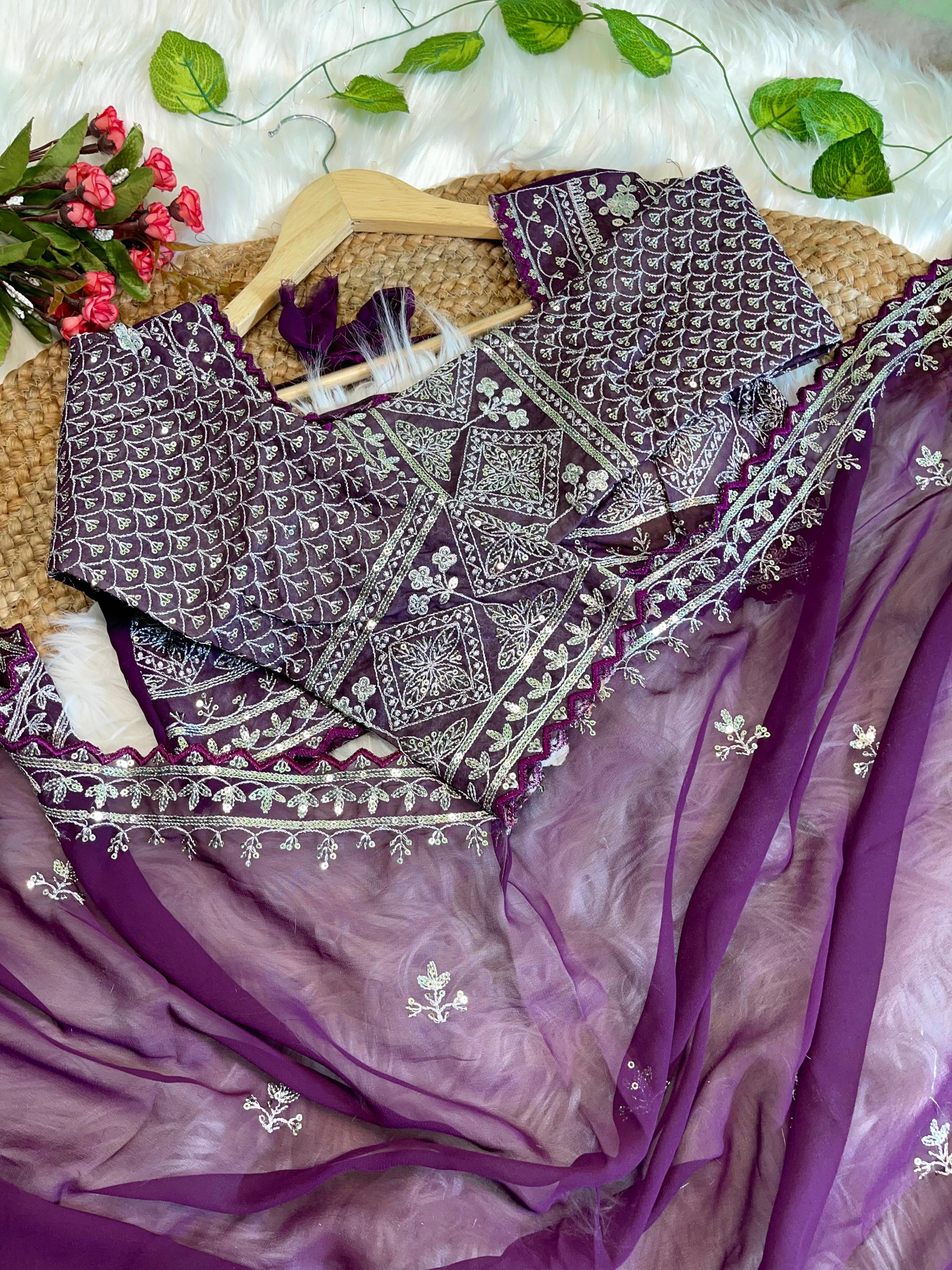 Georgette Embroidery work saree