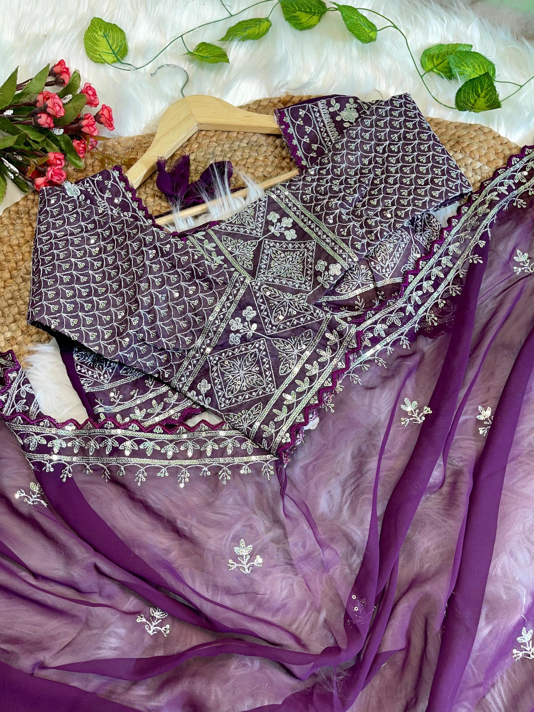 Georgette Embroidery work saree
