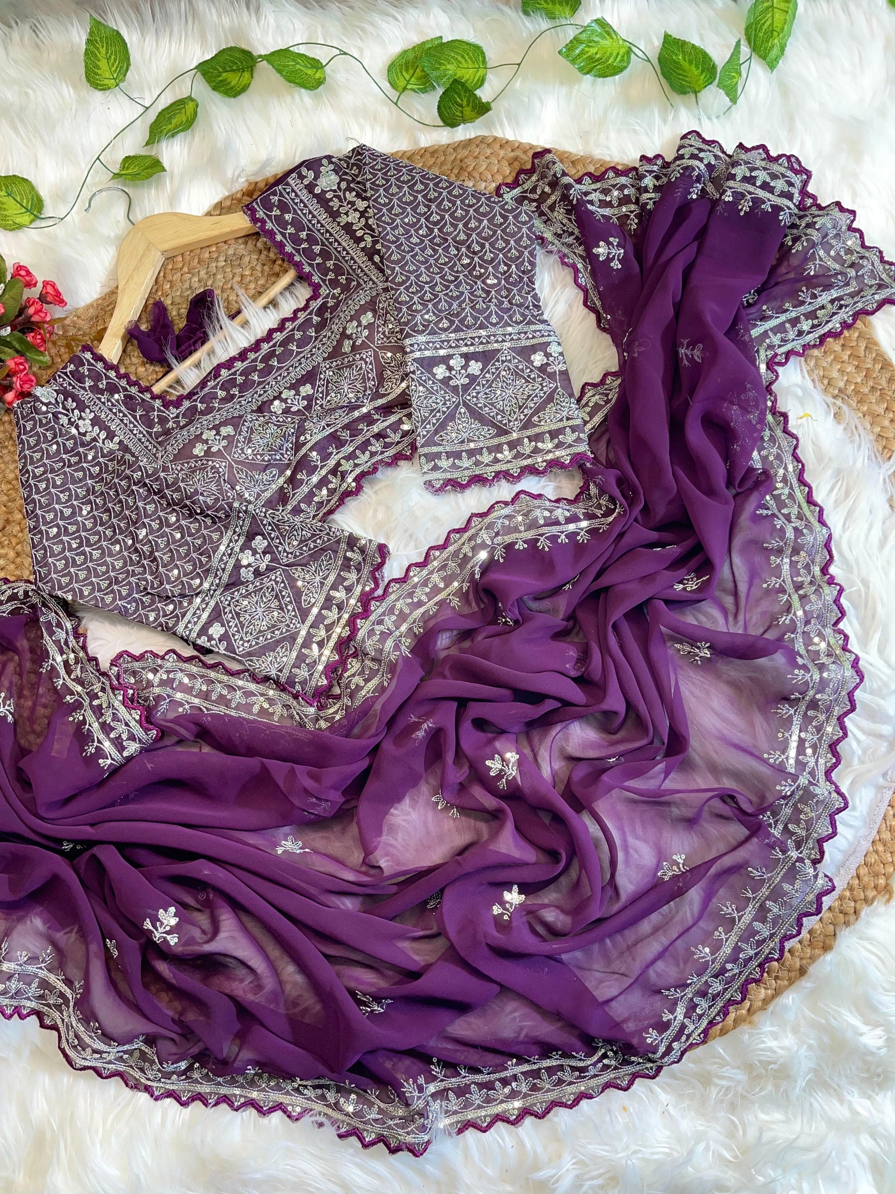 Georgette Embroidery work saree