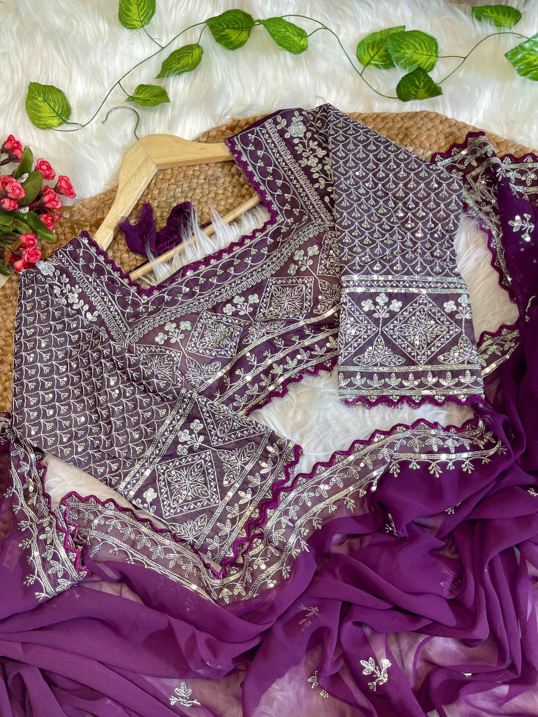 Georgette Embroidery work saree