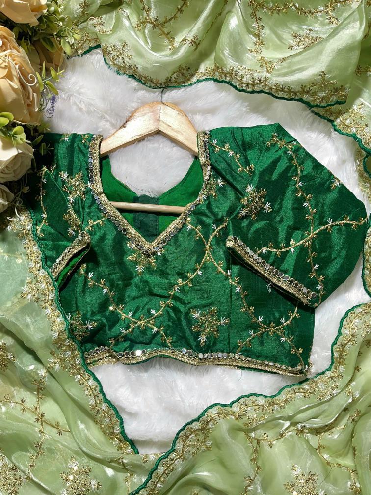 Soft Organza Thread Embroidery work with Stitched Blouse