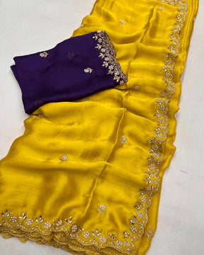 Chiffon Crush Silk Designer Saree