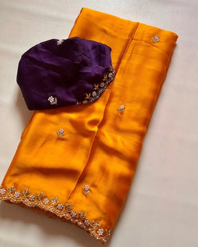 Chiffon Crush Silk Designer Saree