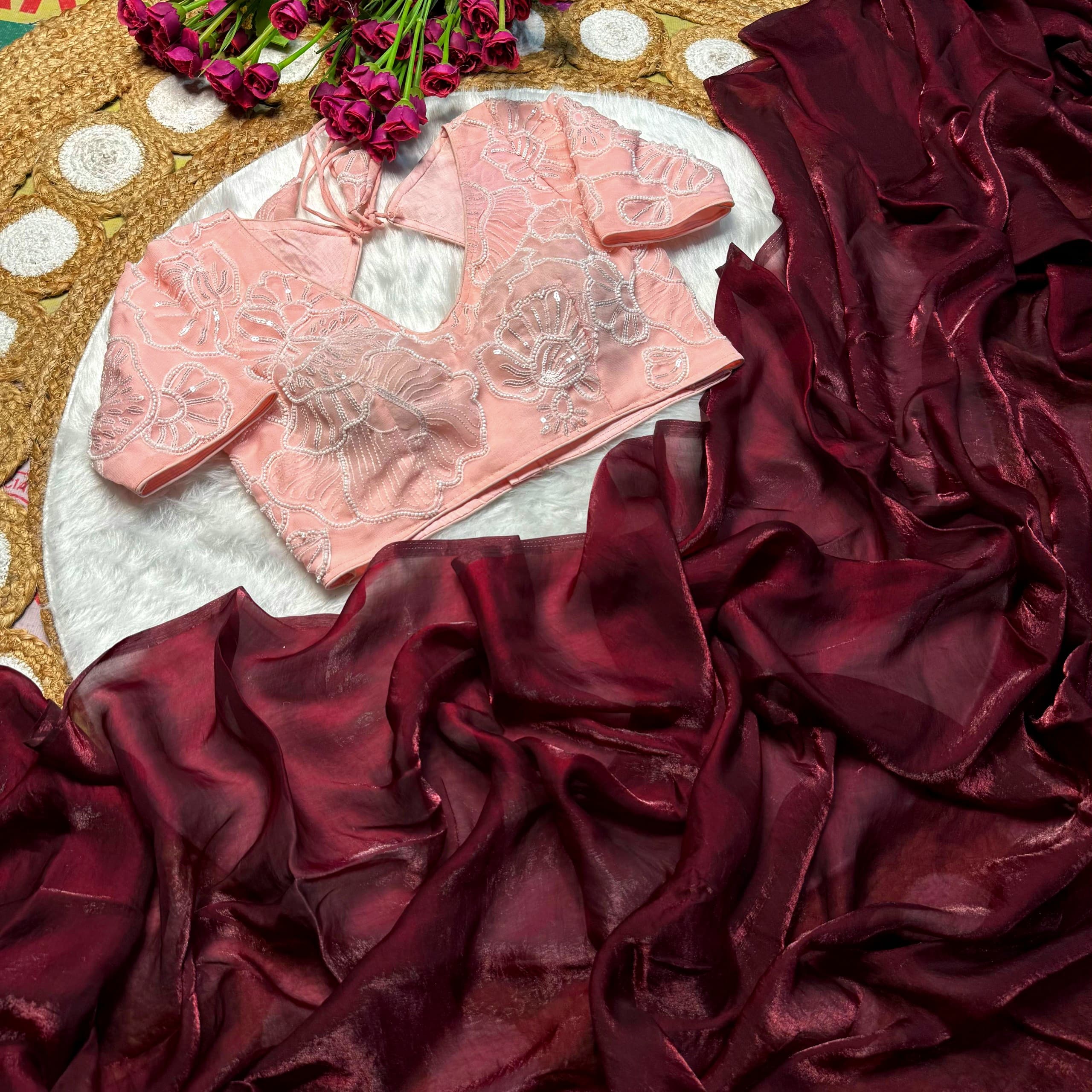 Space Silk with Sugar beads blouse