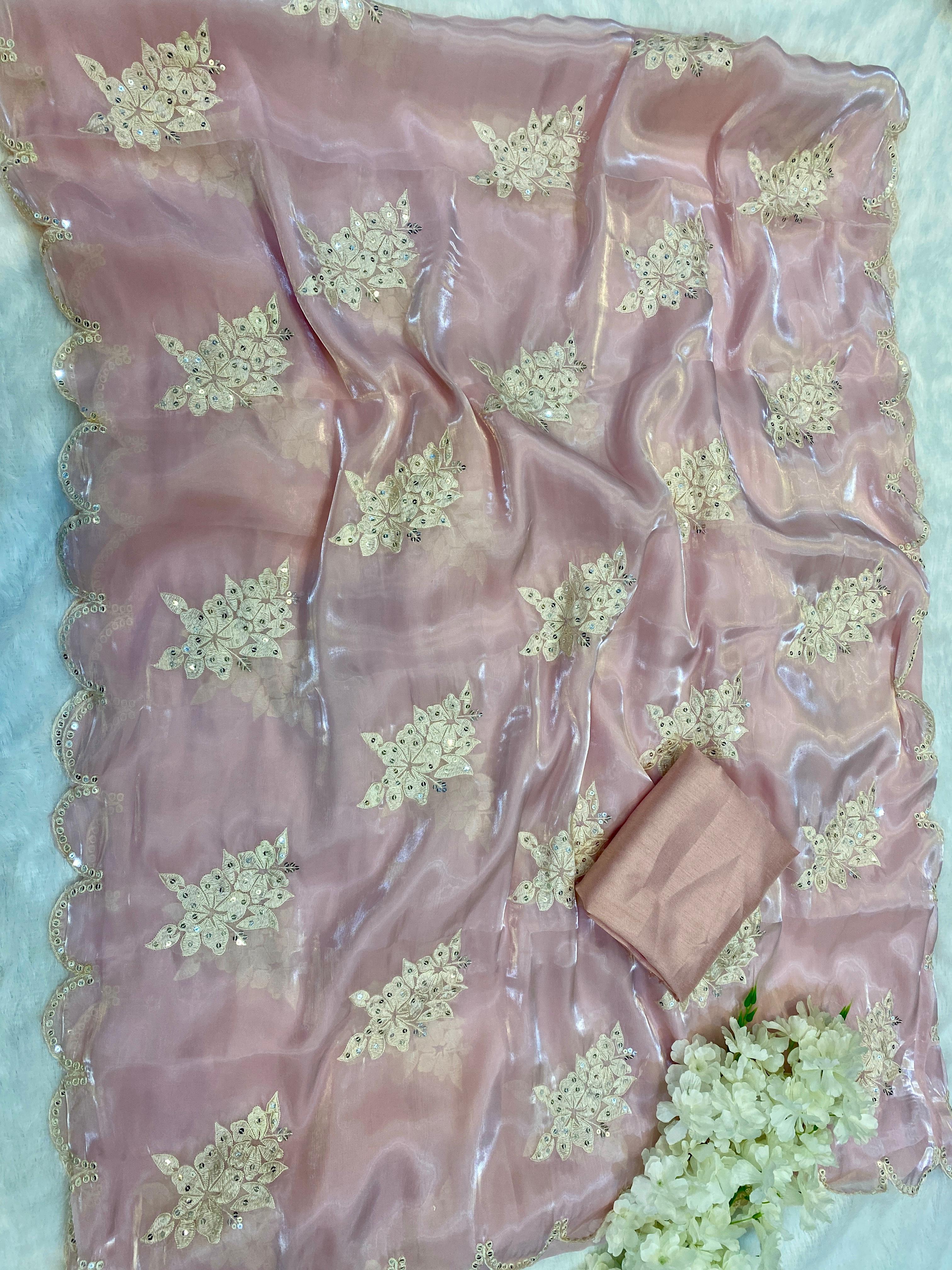 Soft Satin Organza saree ✨