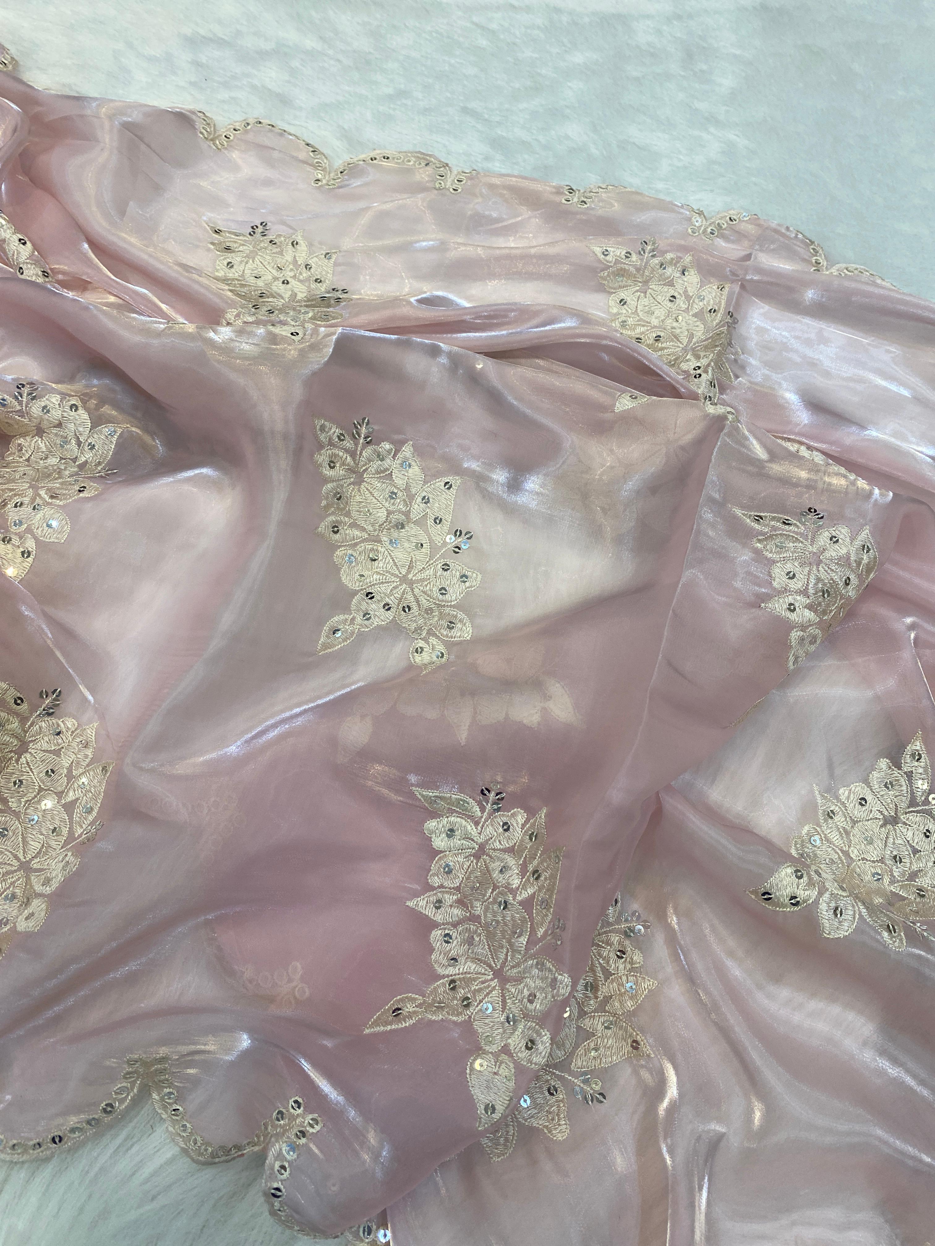 Soft Satin Organza saree ✨