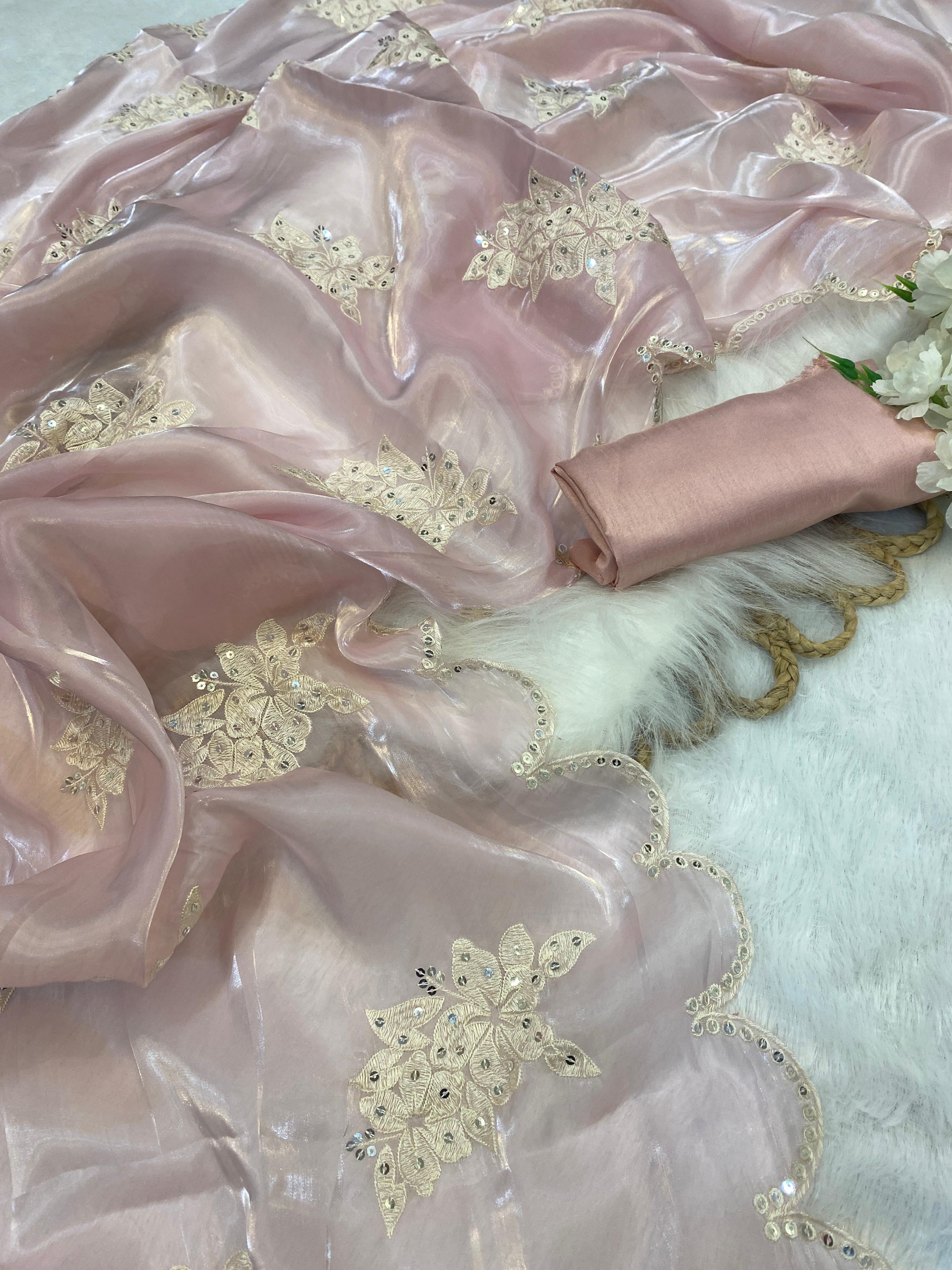 Soft Satin Organza saree ✨