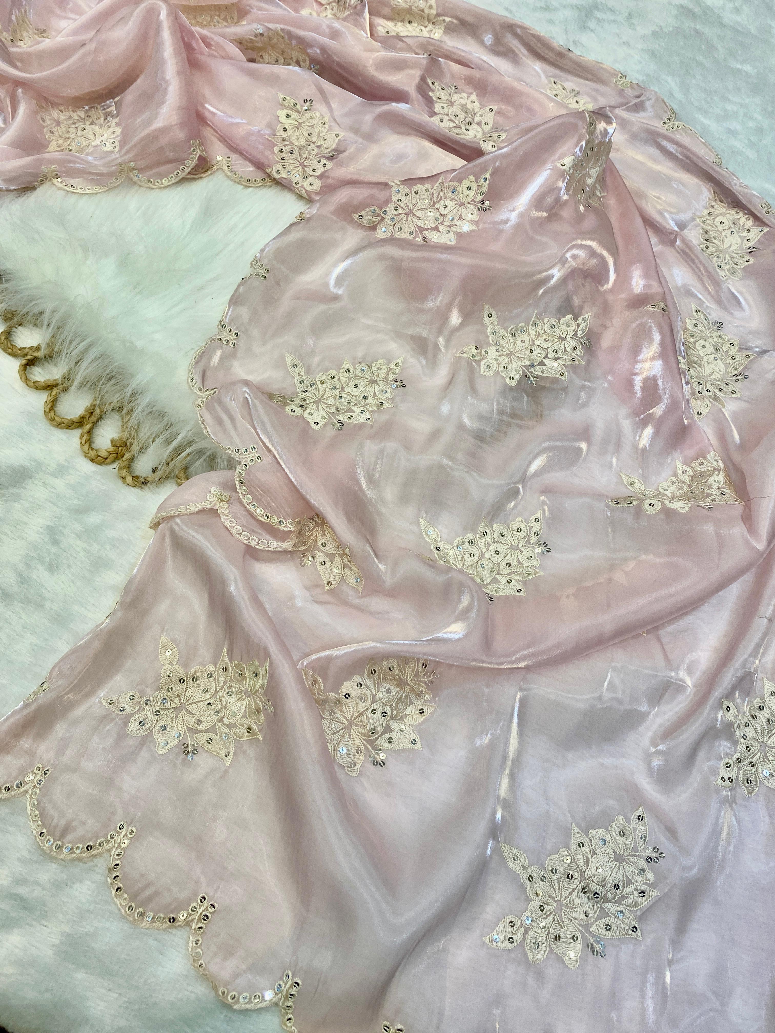 Soft Satin Organza saree ✨