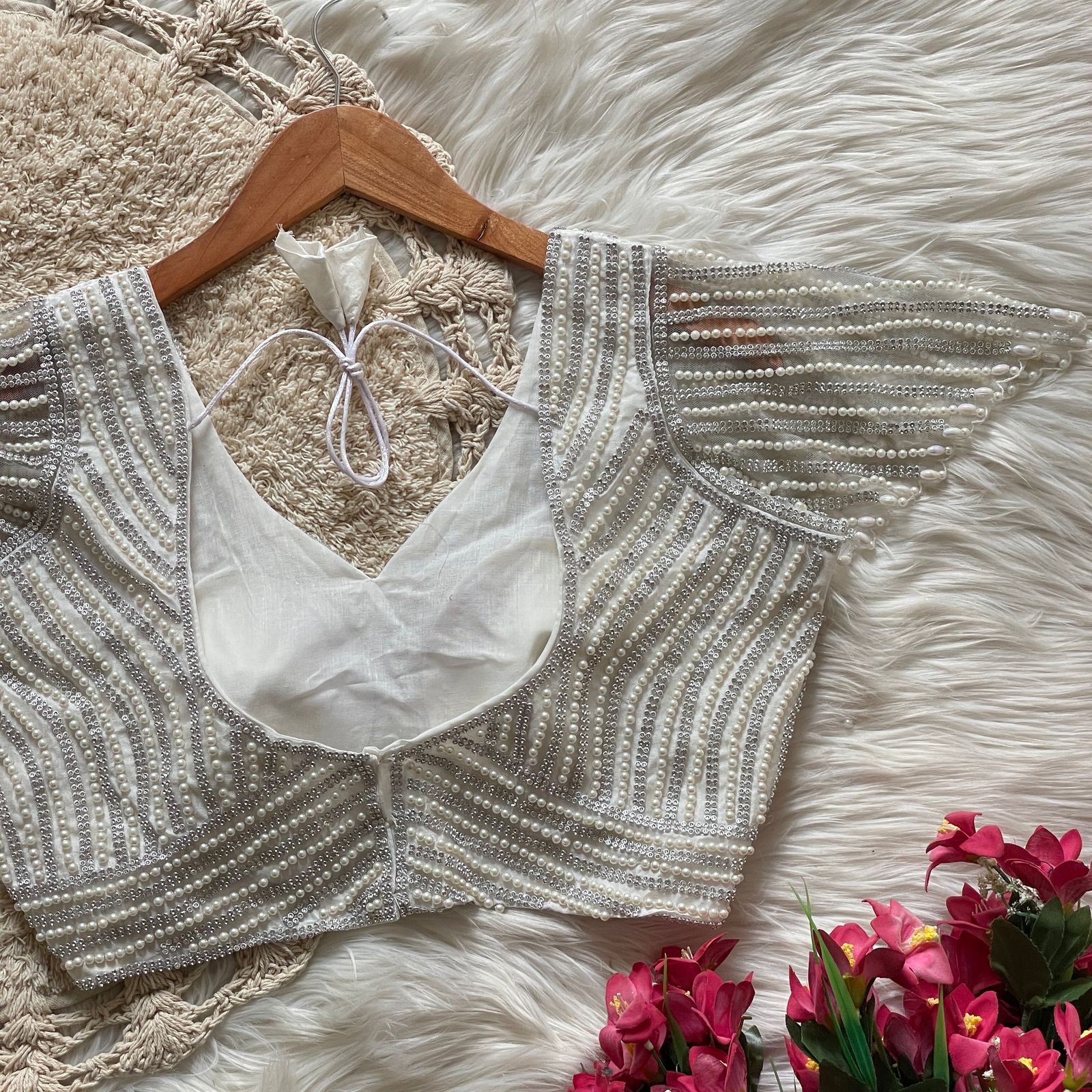 Pearl Motif Readymade Blouse