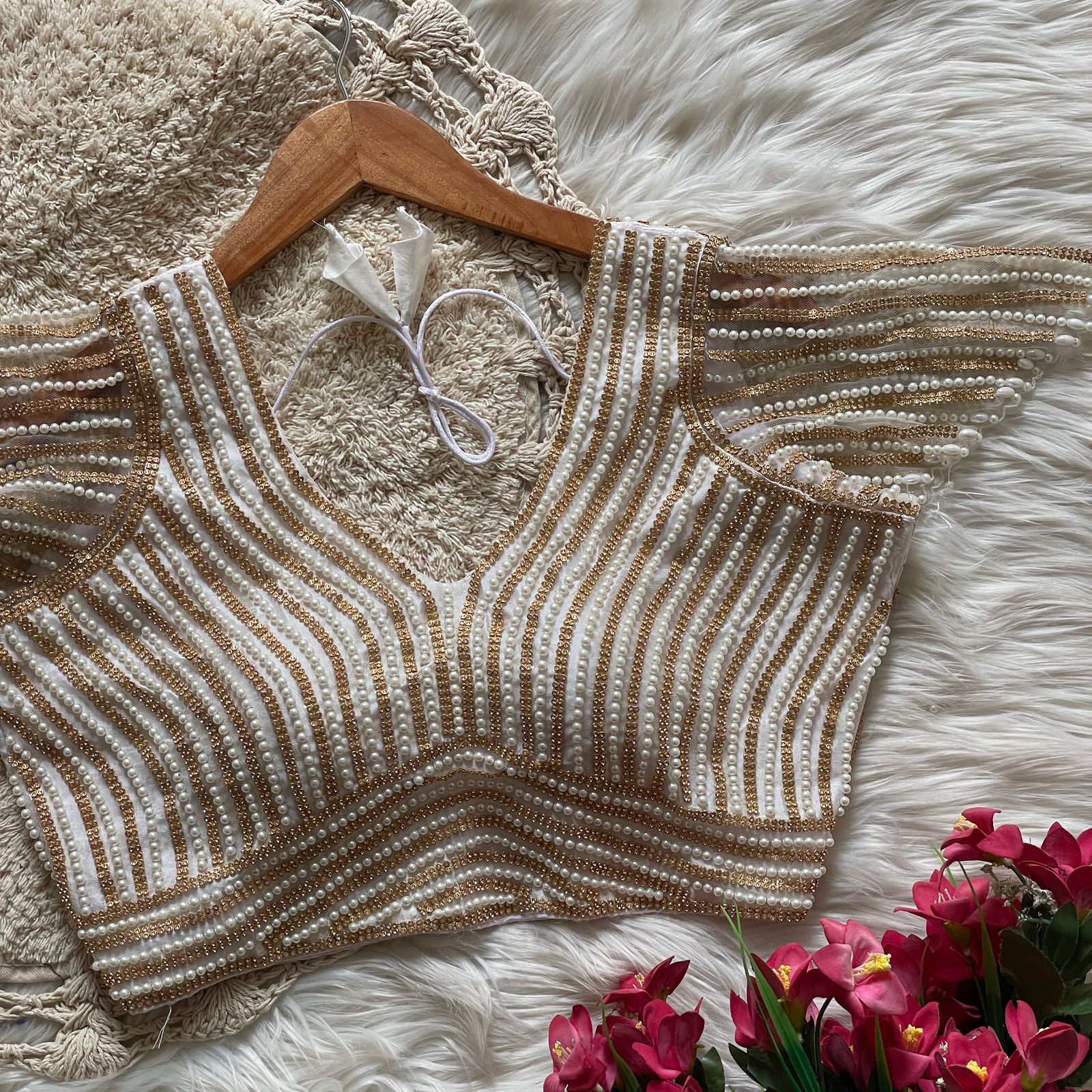 Pearl Motif Readymade Blouse