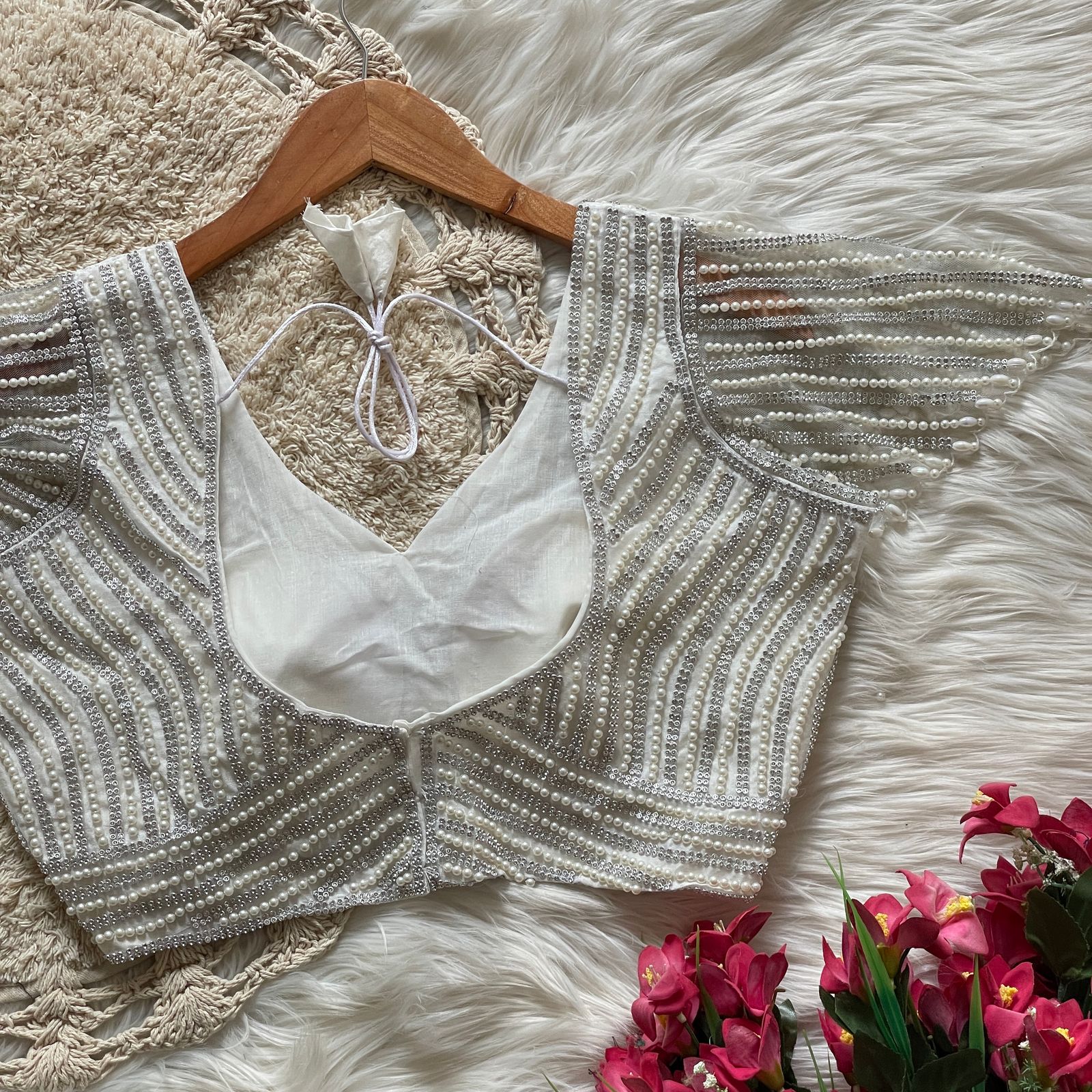 Pearl Motif Readymade Blouse