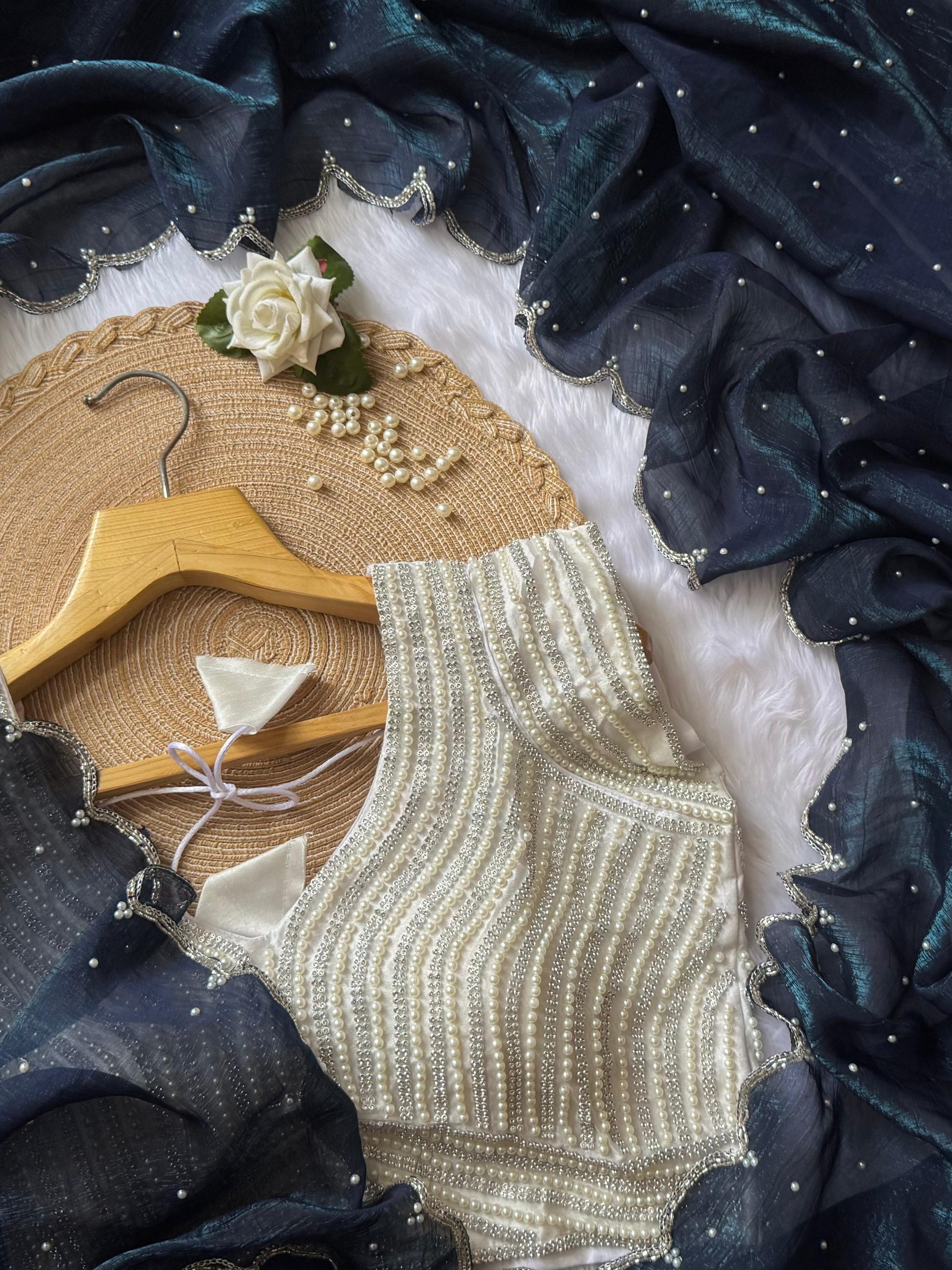 Crush Silk Saree with Pearl Blouse