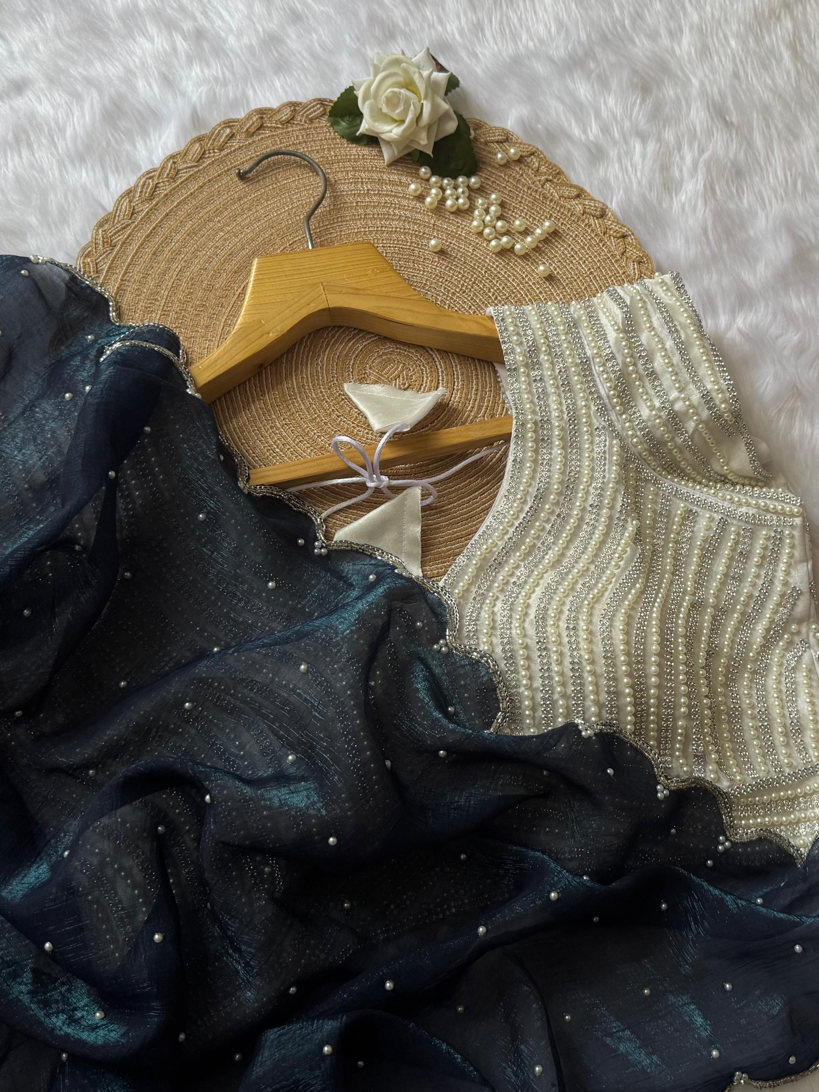 Crush Silk Saree with Pearl Blouse