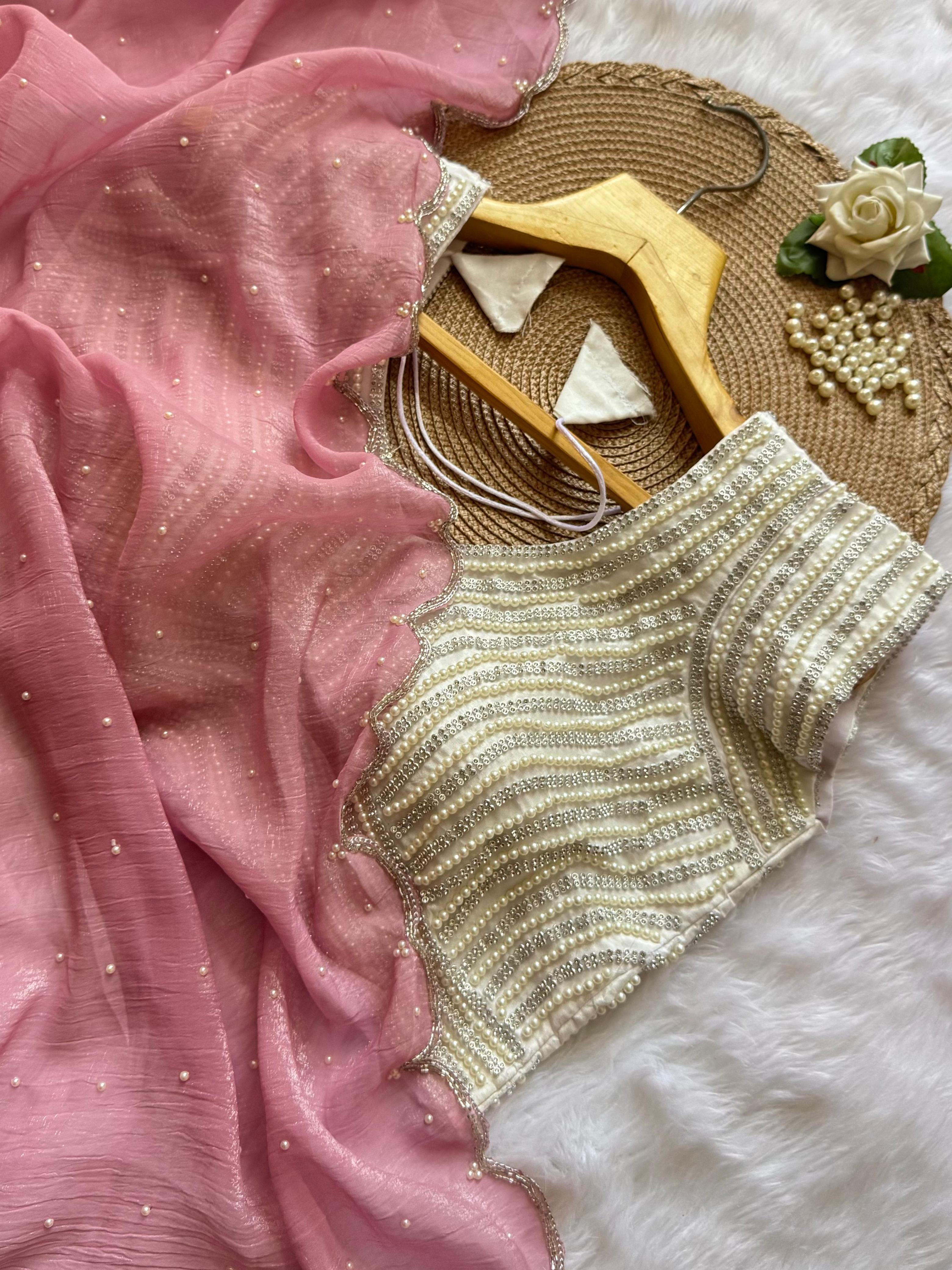 Crush Silk Saree with Pearl Blouse