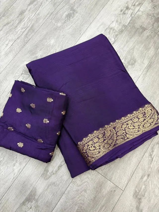 Viscose Chinon Crepe Saree With Viscose Butti Design Blouse