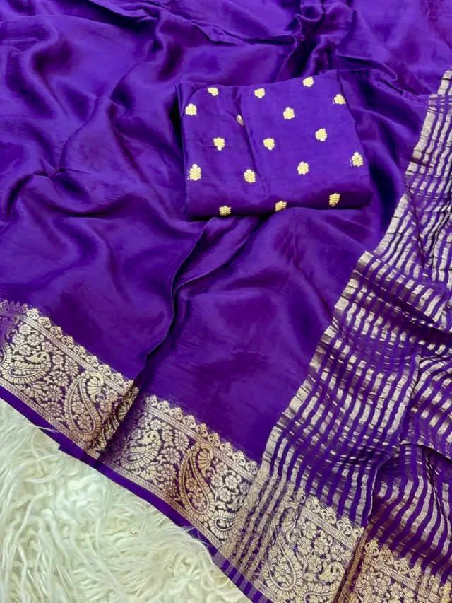 Viscose Chinon Crepe Saree With Viscose Butti Design Blouse