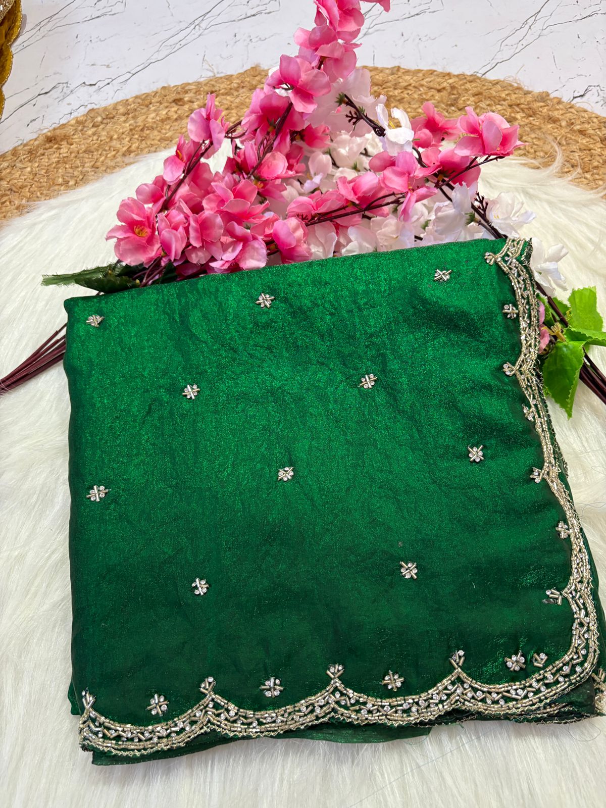 Fendy Silk Designer Handwork Saree