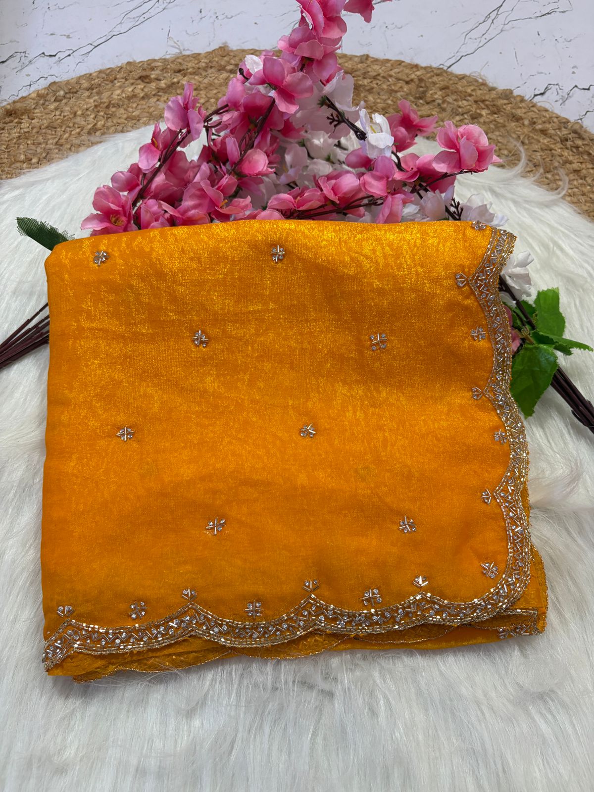 Fendy Silk Designer Handwork Saree