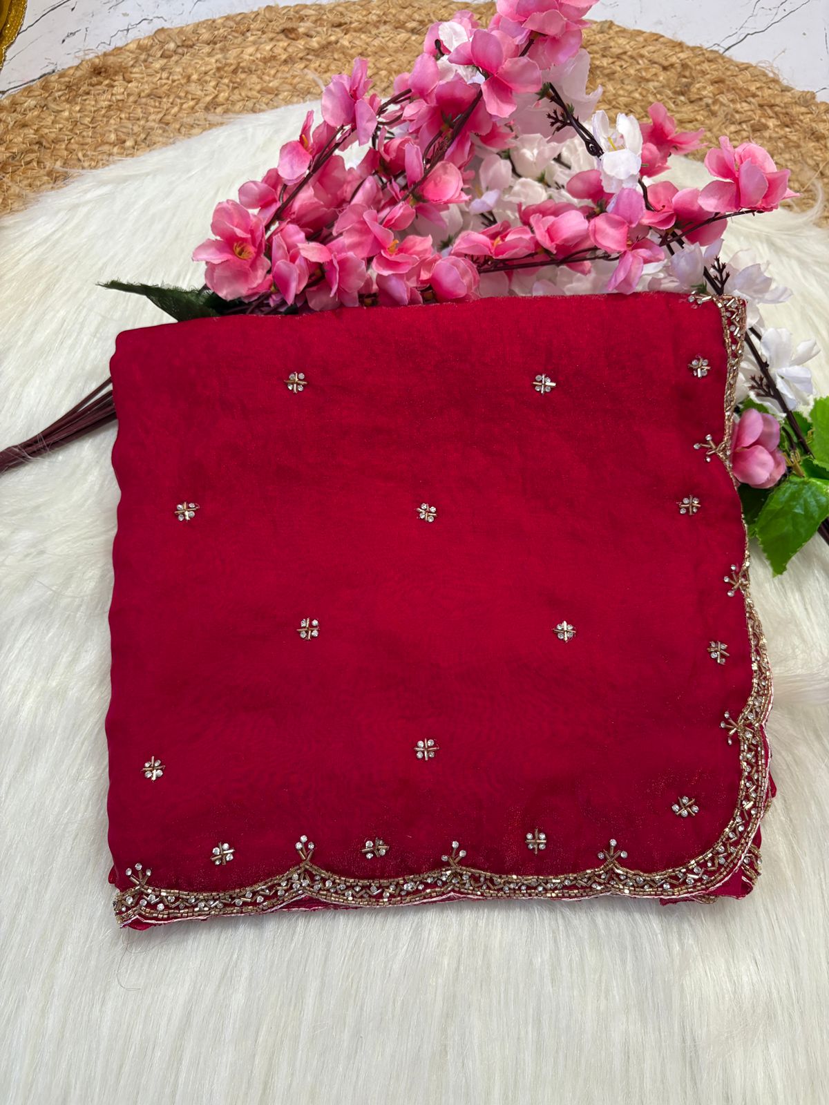 Fendy Silk Designer Handwork Saree
