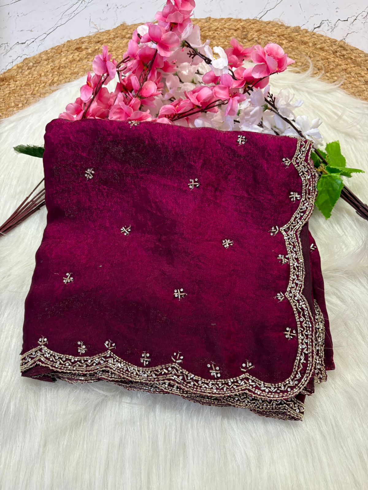 Fendy Silk Designer Handwork Saree