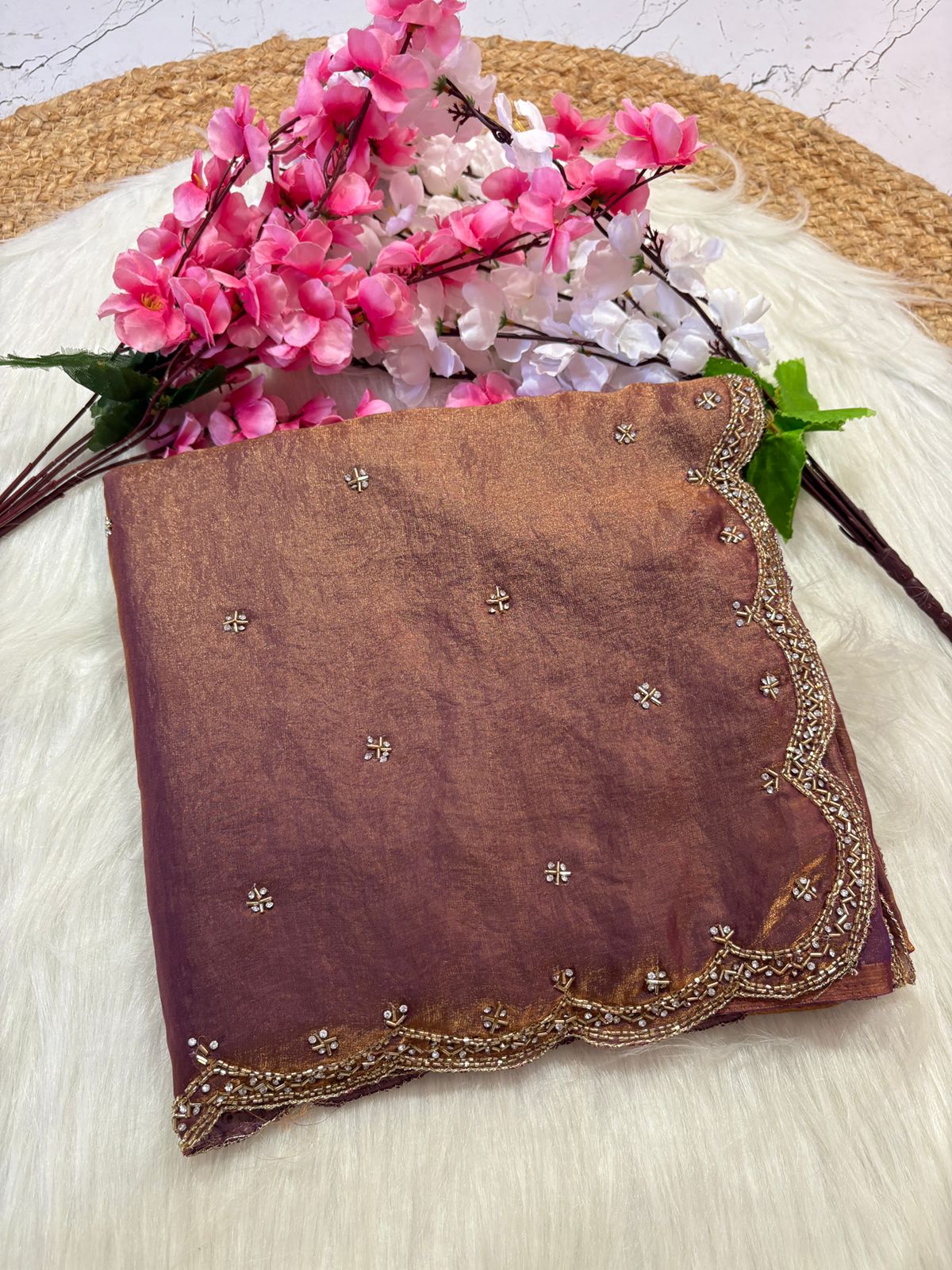 Fendy Silk Designer Handwork Saree