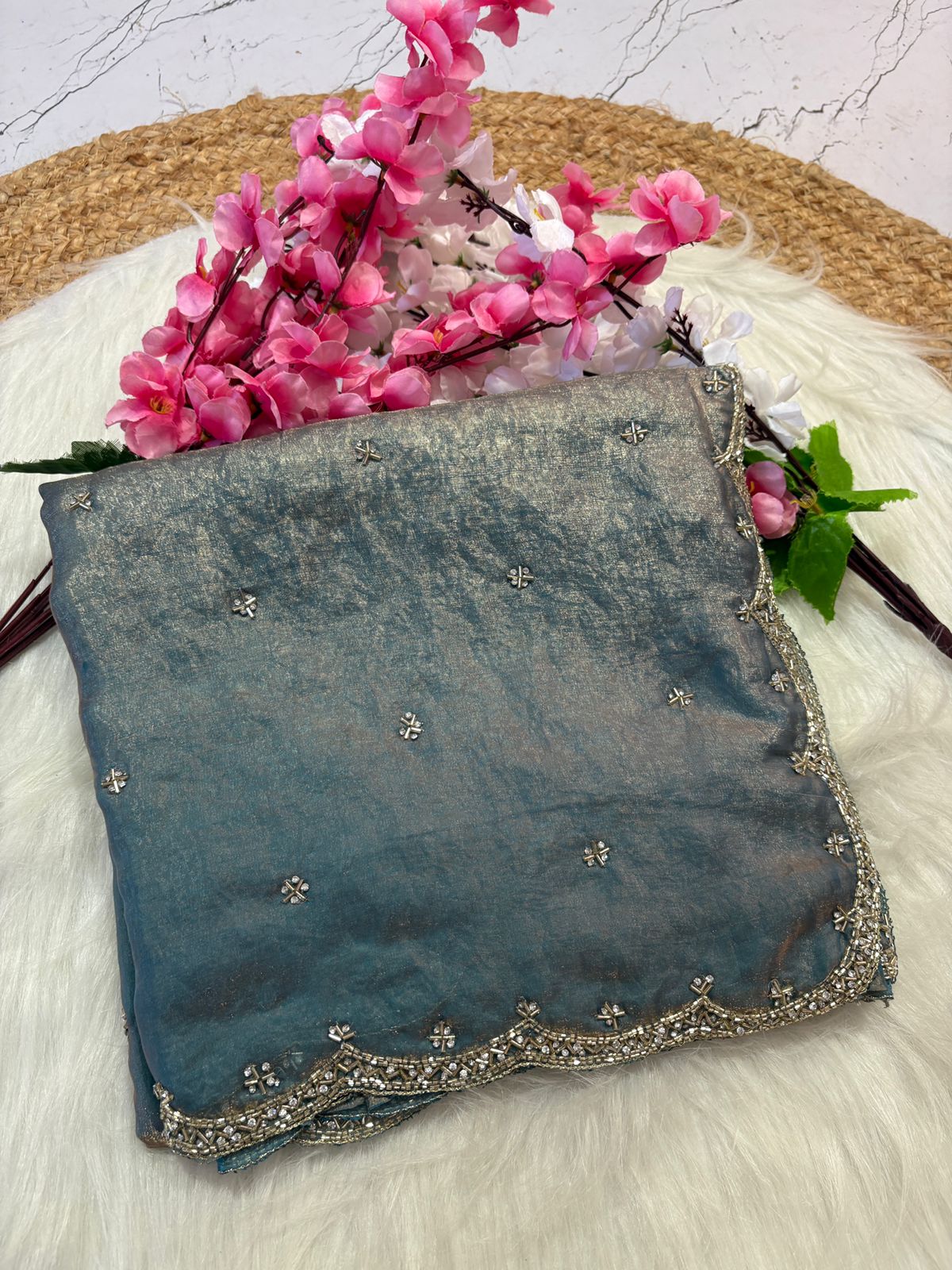 Fendy Silk Designer Handwork Saree