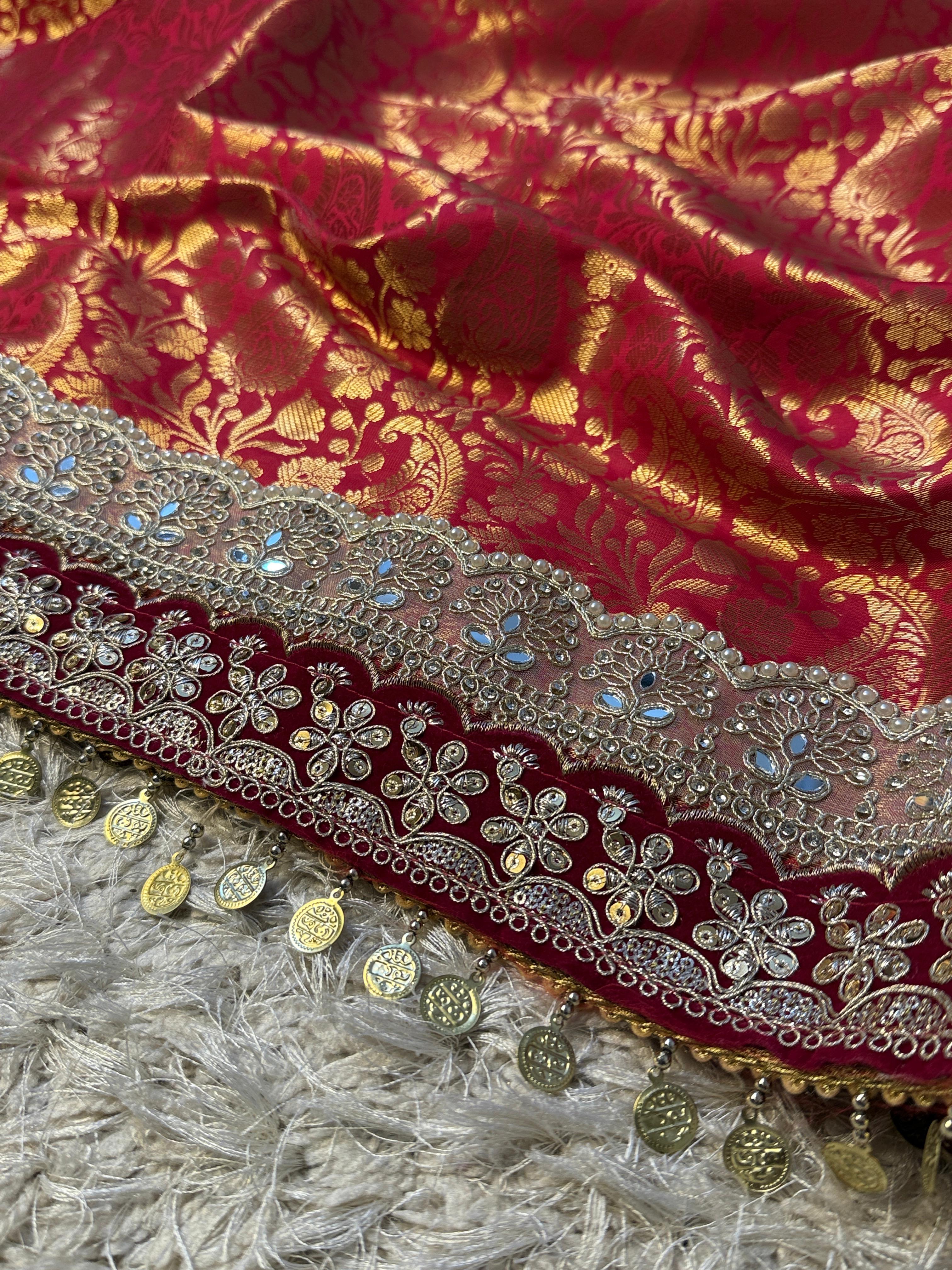 Exclusive Banarasi Bridal Kanjeevaram Brocade Katan Tanchui Saree