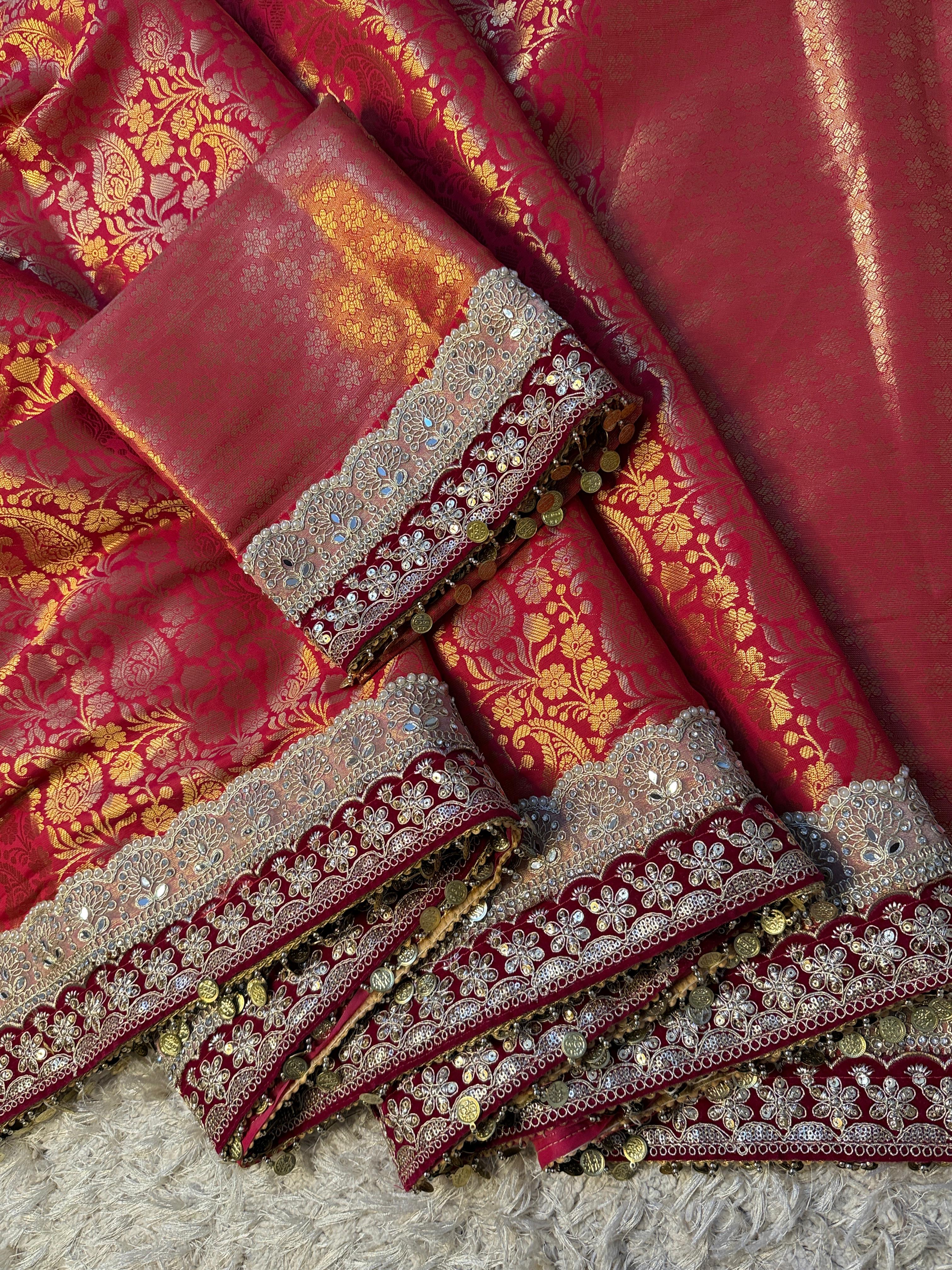 Exclusive Banarasi Bridal Kanjeevaram Brocade Katan Tanchui Saree